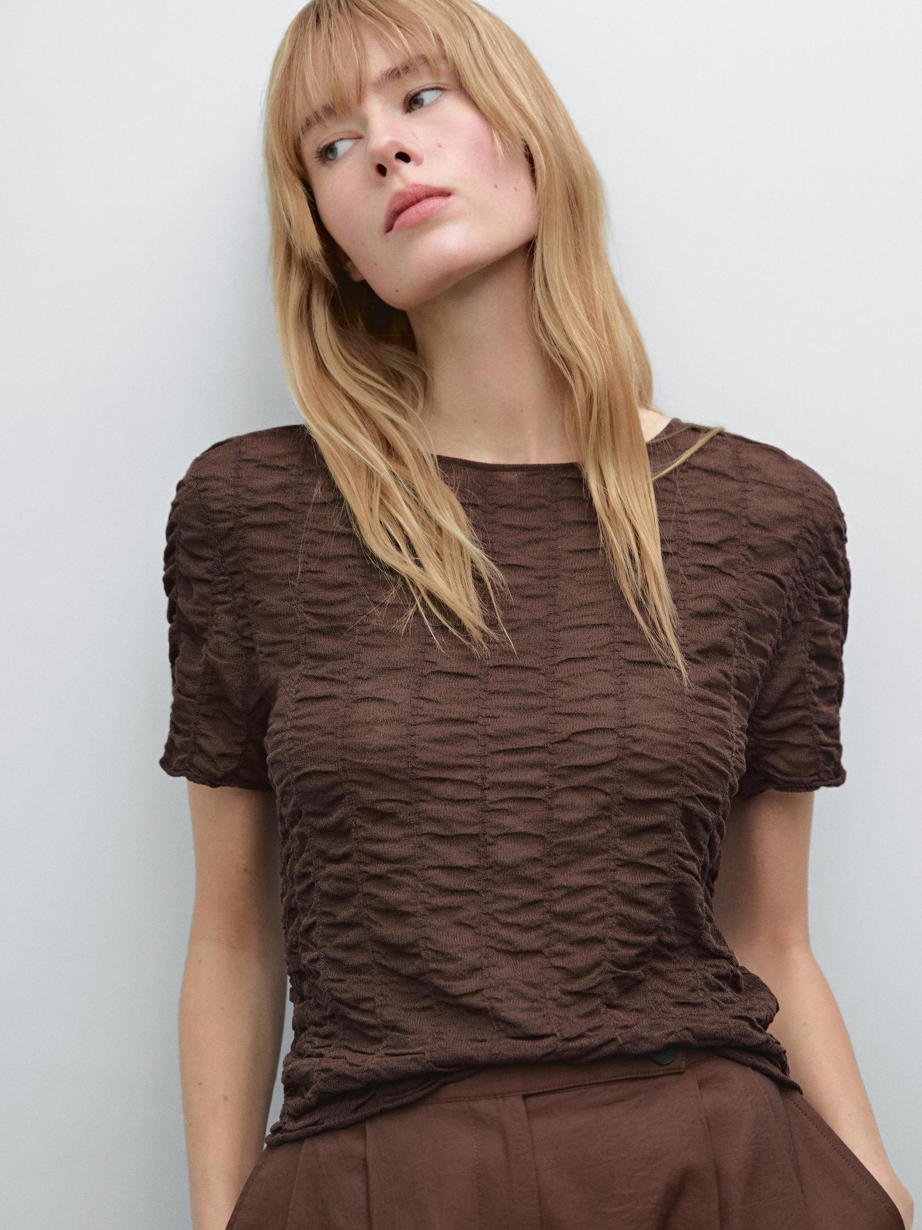 Short sleeve T-shirt with gathered detail Product Image