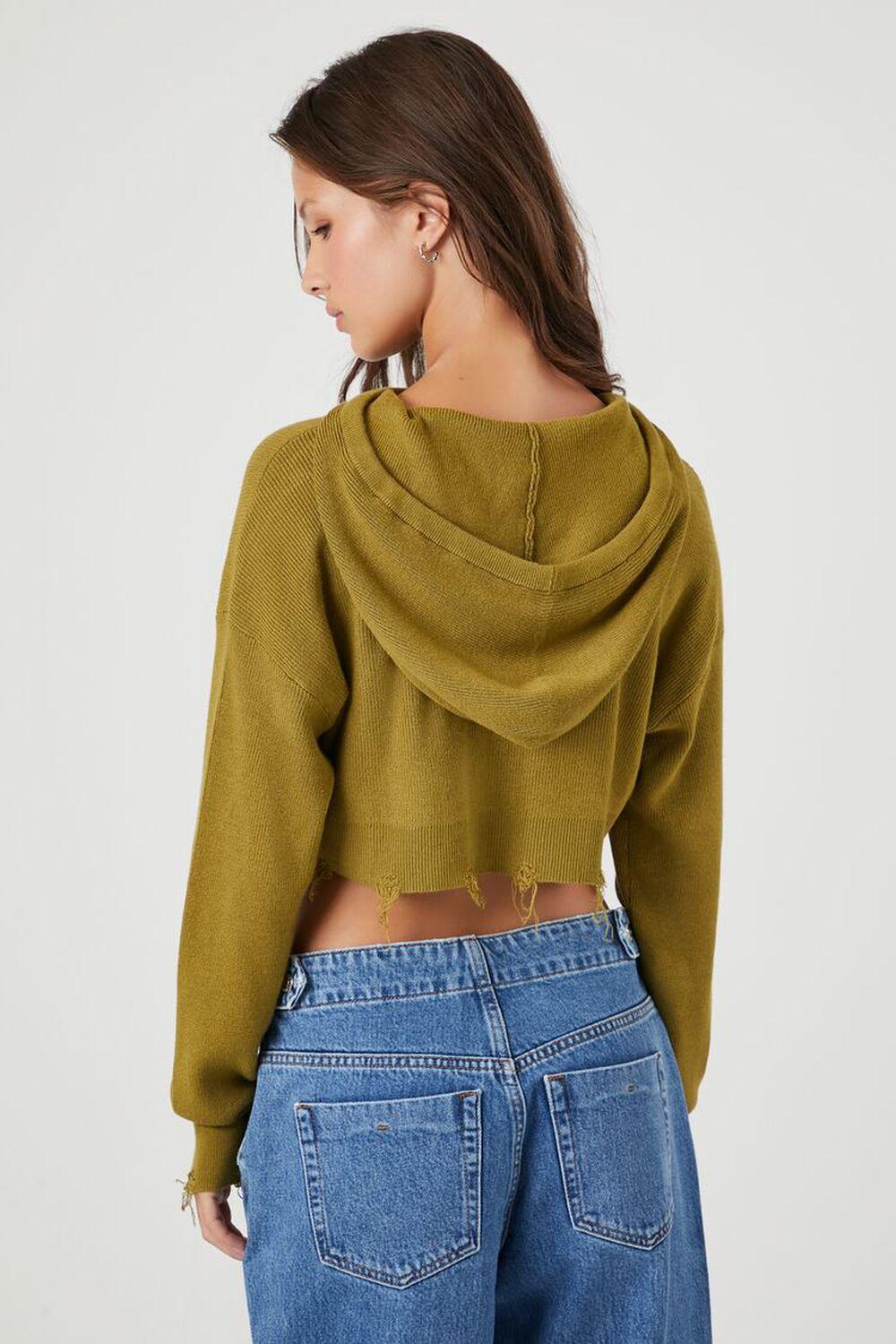 Distressed Hooded Crop Top | Forever 21 Product Image