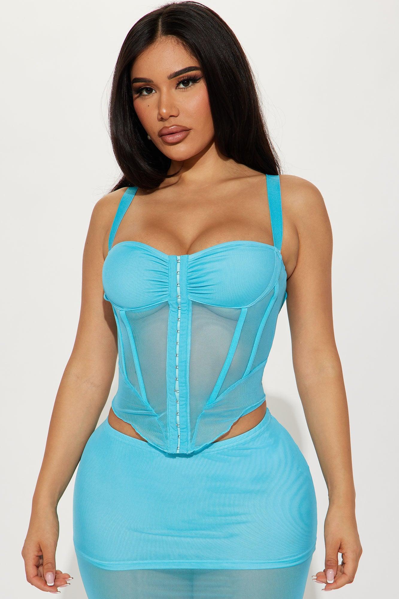 Nola Mesh Skirt Set - Aqua Product Image