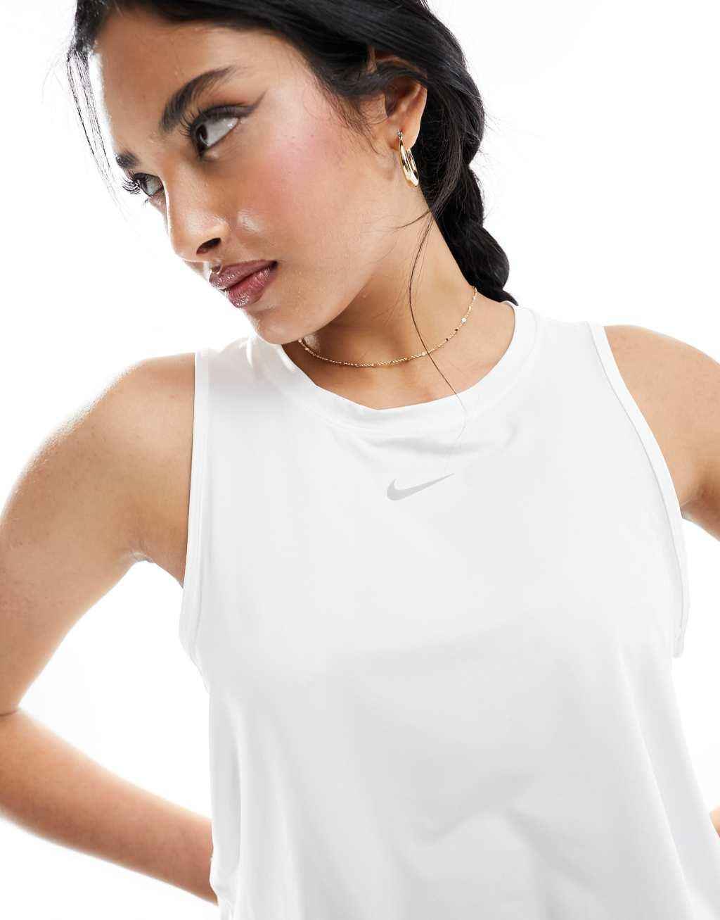 Nike Dri-Fit tank top in white Product Image