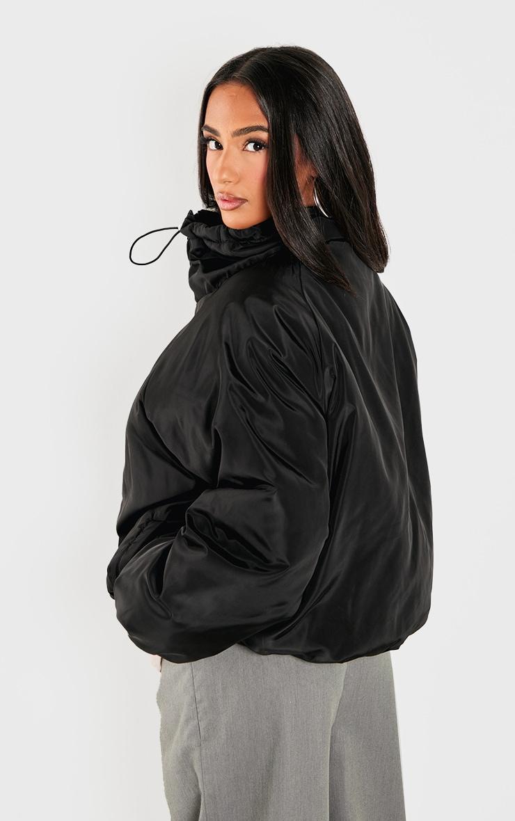 Petite Black Longline Pocket Detail Puffer Coat Product Image