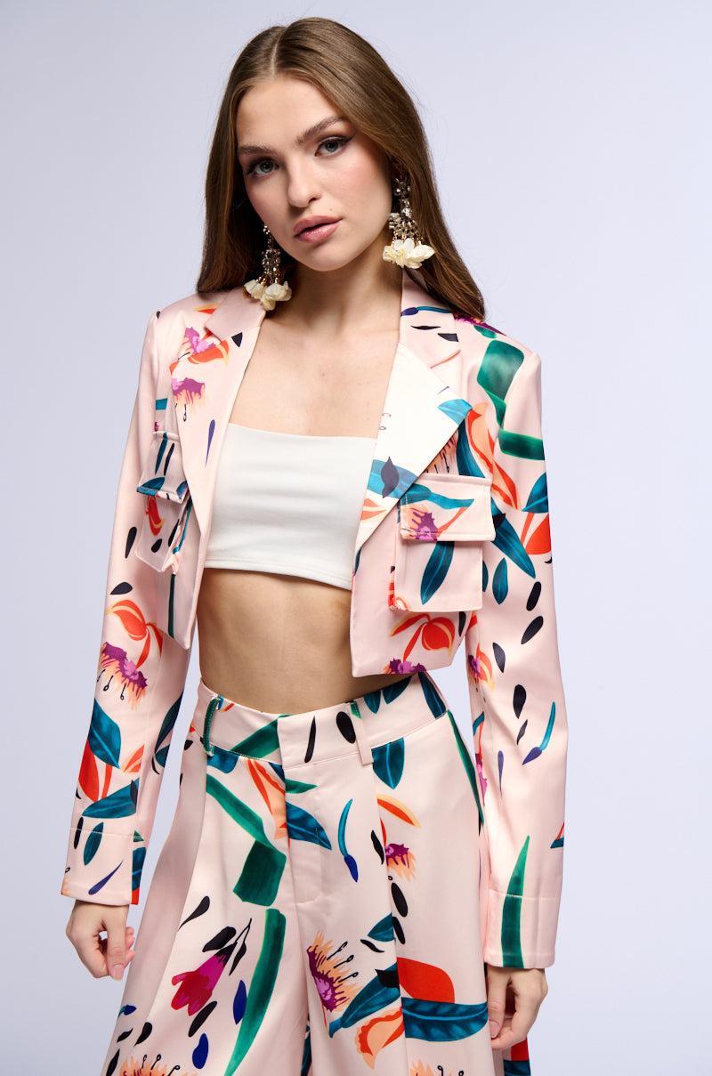 CANDY RAIN SATIN CROP UTILITY BLAZER Product Image