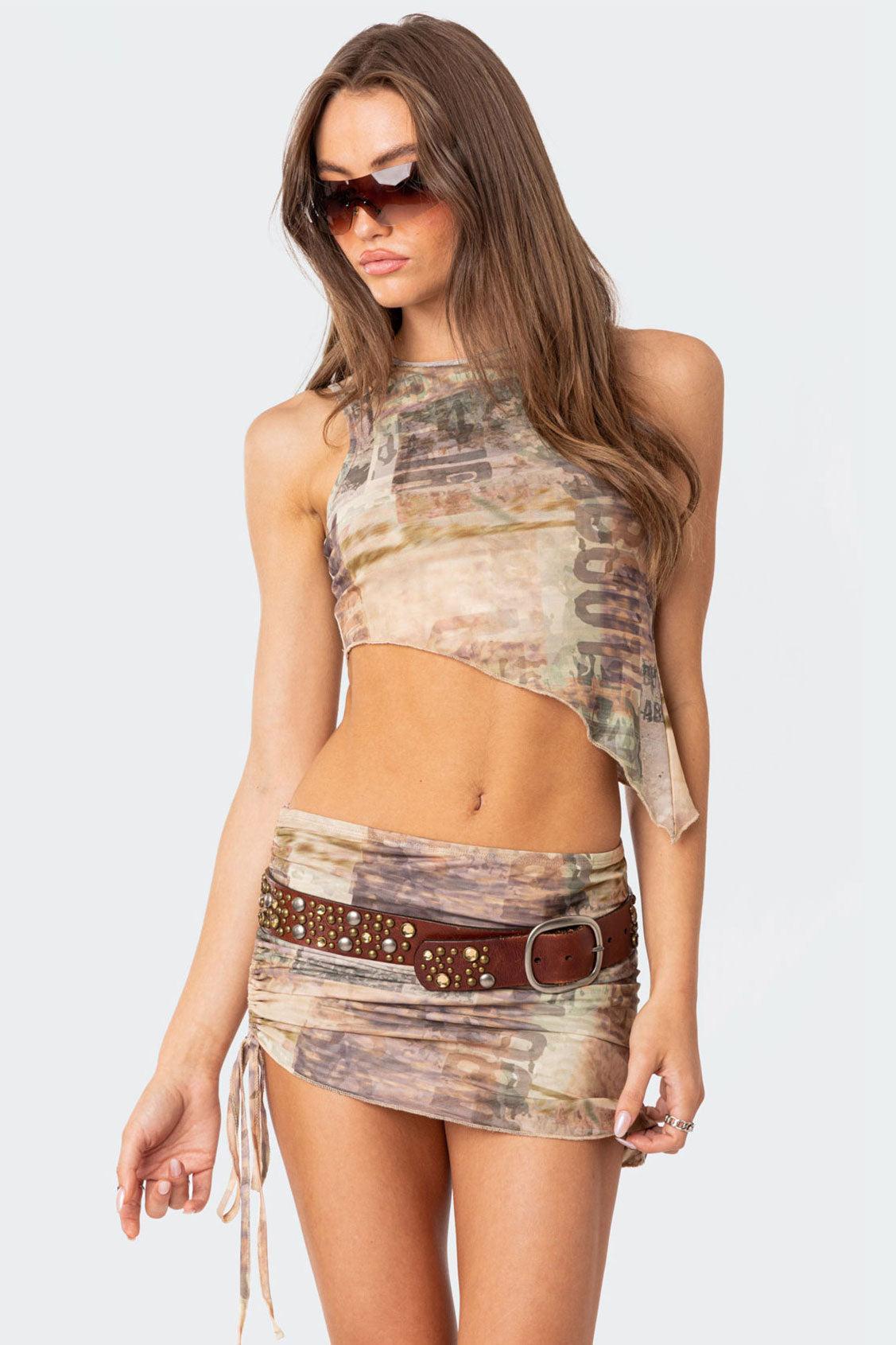 Boa Mesh Asymmetric Printed Top Product Image