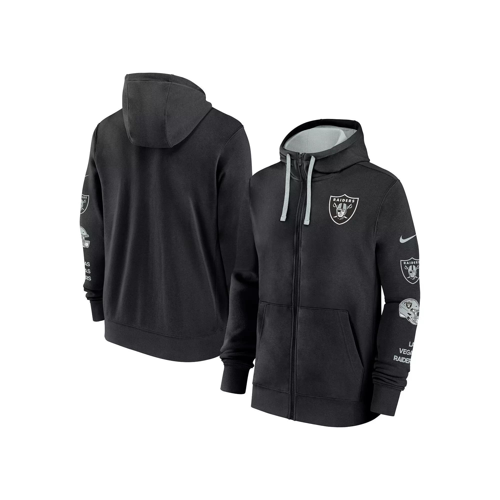 Men's Nike Black Las Vegas Raiders Club Full-Zip Hoodie Jacket, Size: Small, Lvr Black Product Image