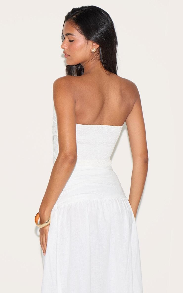  White Cotton Poplin A Line Low Rise Maxi Skirt Product Image