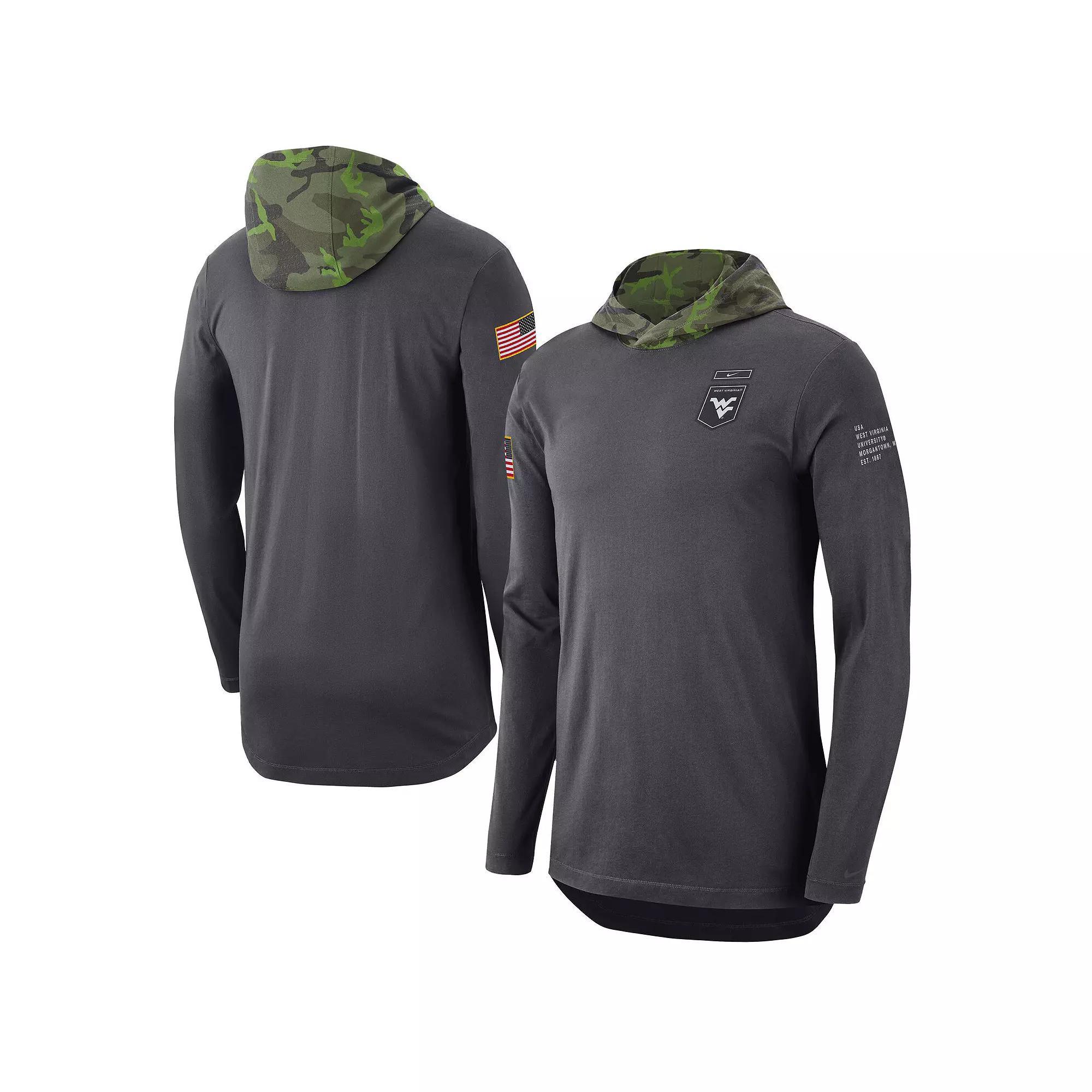 Men's Nike Anthracite West Virginia Mountaineers Military Long Sleeve Hoodie T-Shirt,  Product Image