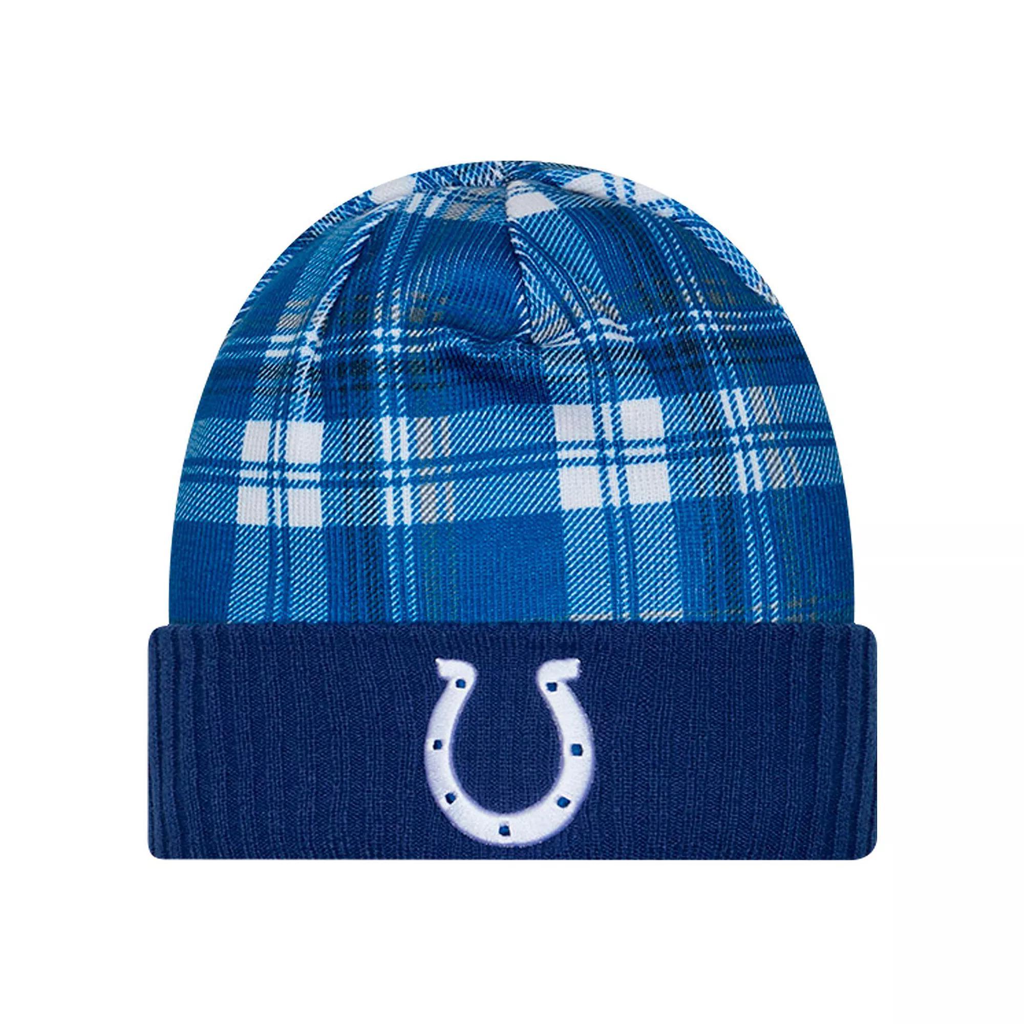 Men's New Era  Royal Indianapolis Colts Sideline Statement Cuffed Knit Hat, Blue Product Image