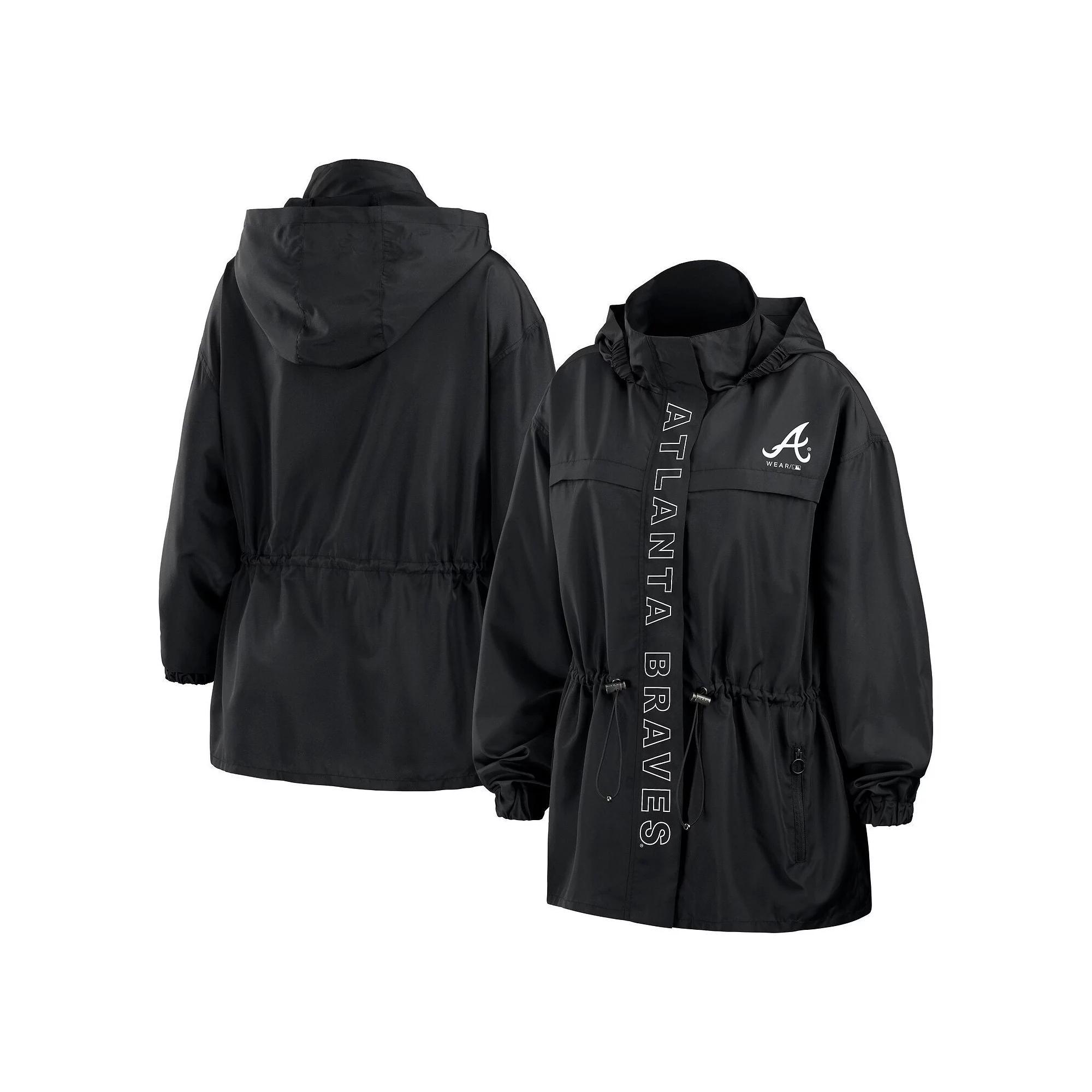 Women's WEAR by Erin Andrews Black Atlanta Braves Full-Zip Windbreaker Hoodie Jacket,  Product Image
