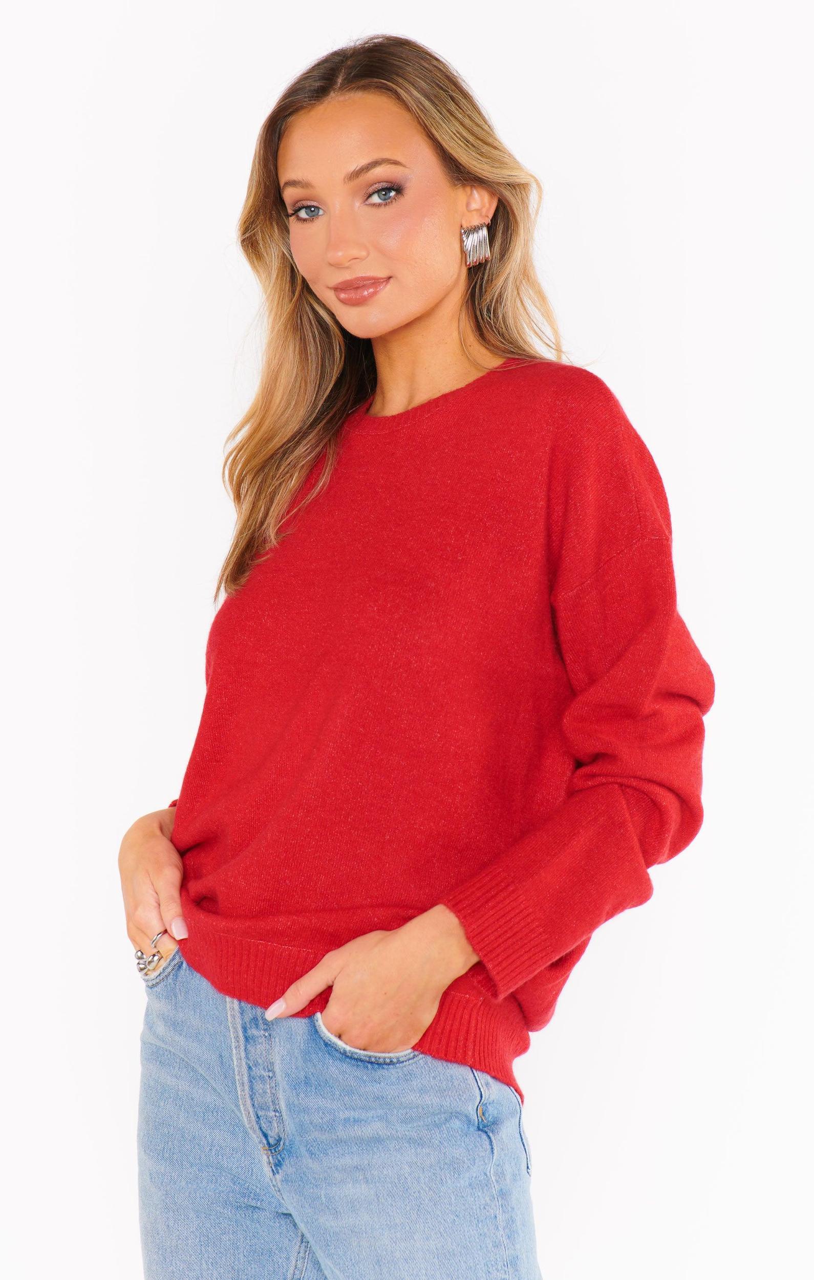 Feel Good Sweater ~ Red Knit Product Image