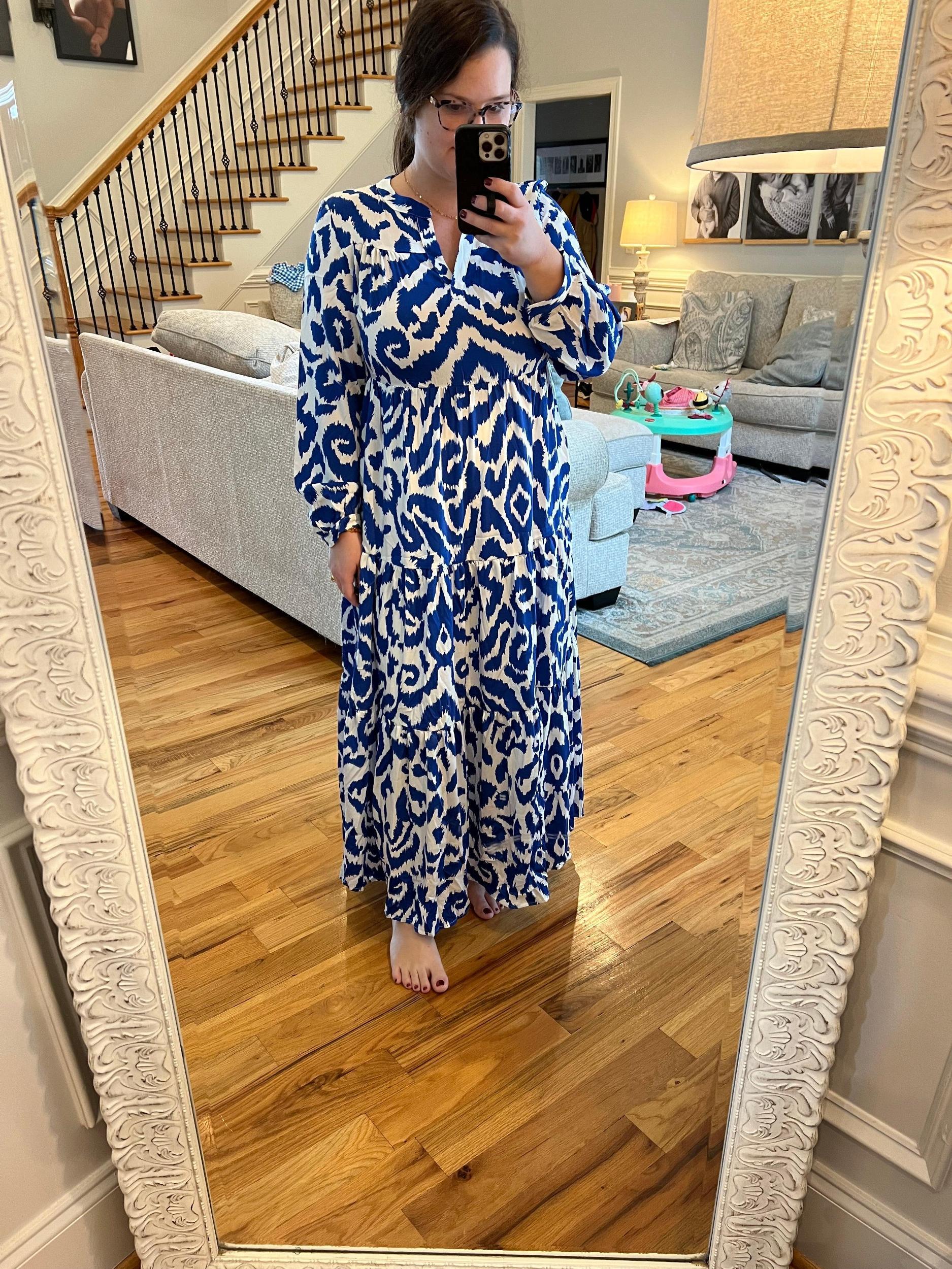 Geometric Abstract Dress- Blue Product Image