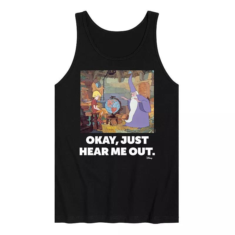 Disney's The Sword in the Stone Men's Okay, Just Hear Me Out Graphic Tank Top, Size: XXL, Black Product Image