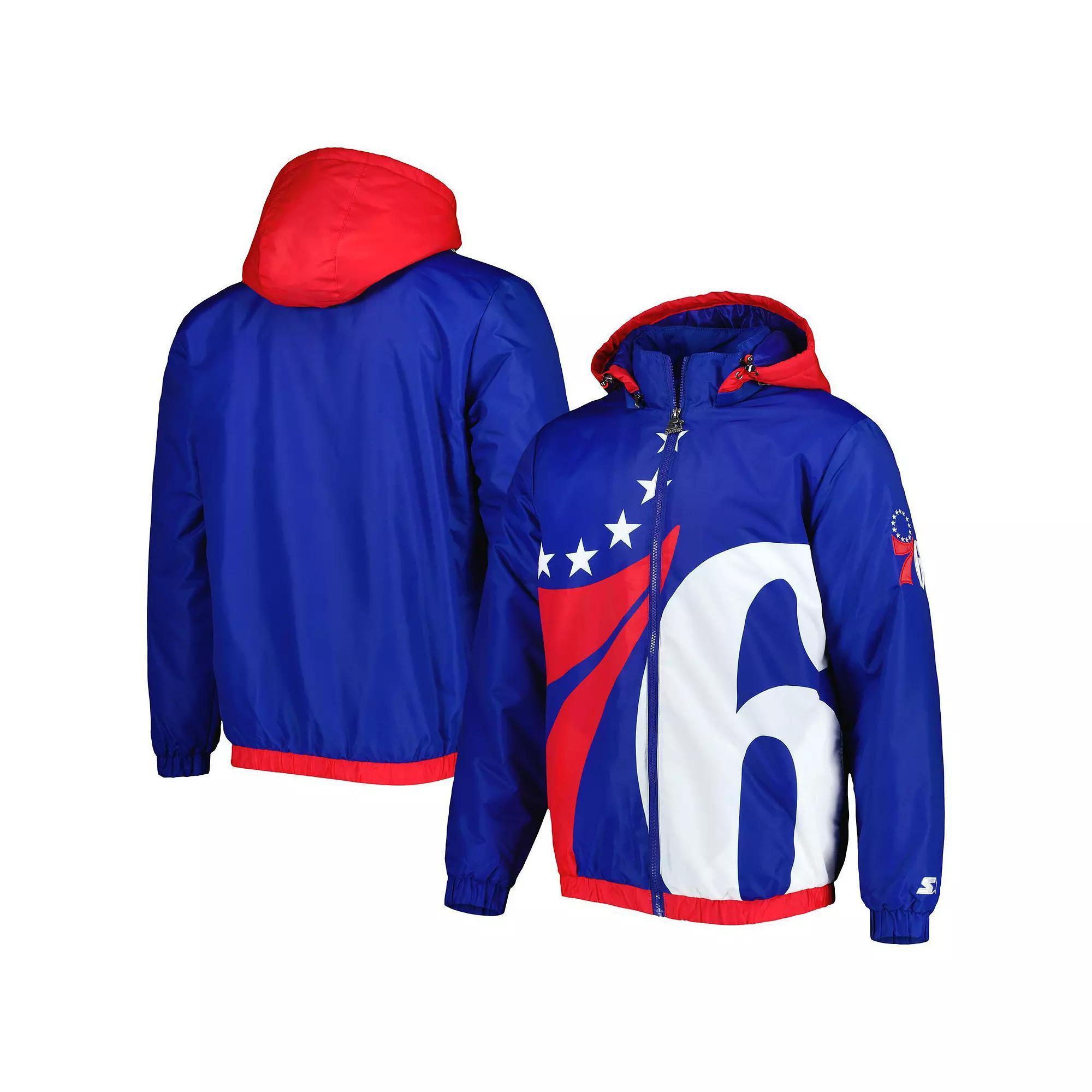 Men's Starter Royal Philadelphia 76ers The Triple Double Full-Zip Hoodie Jacket,  Product Image