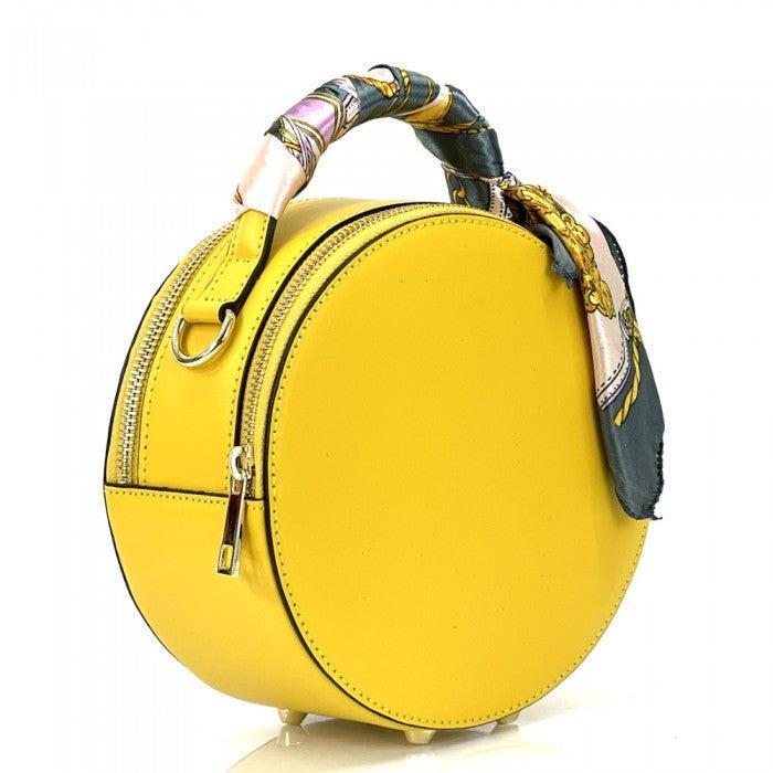 Round Genuine Leather Crossbody Handbag Product Image