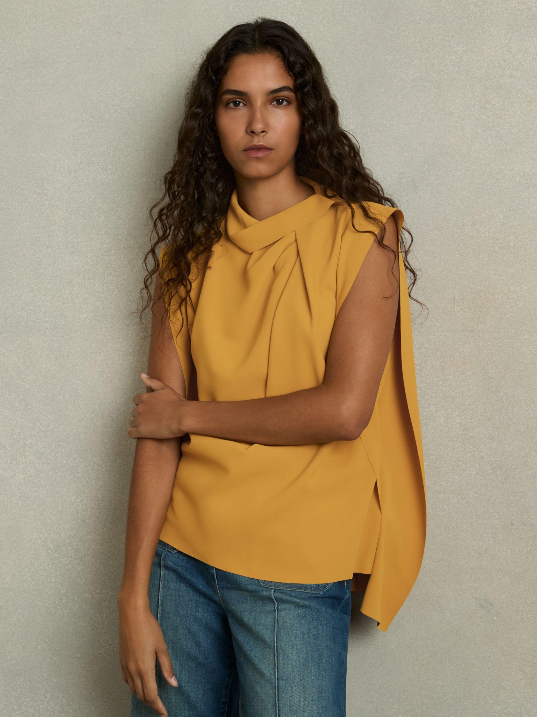 Drape-Neck Shell Top in Yellow Product Image