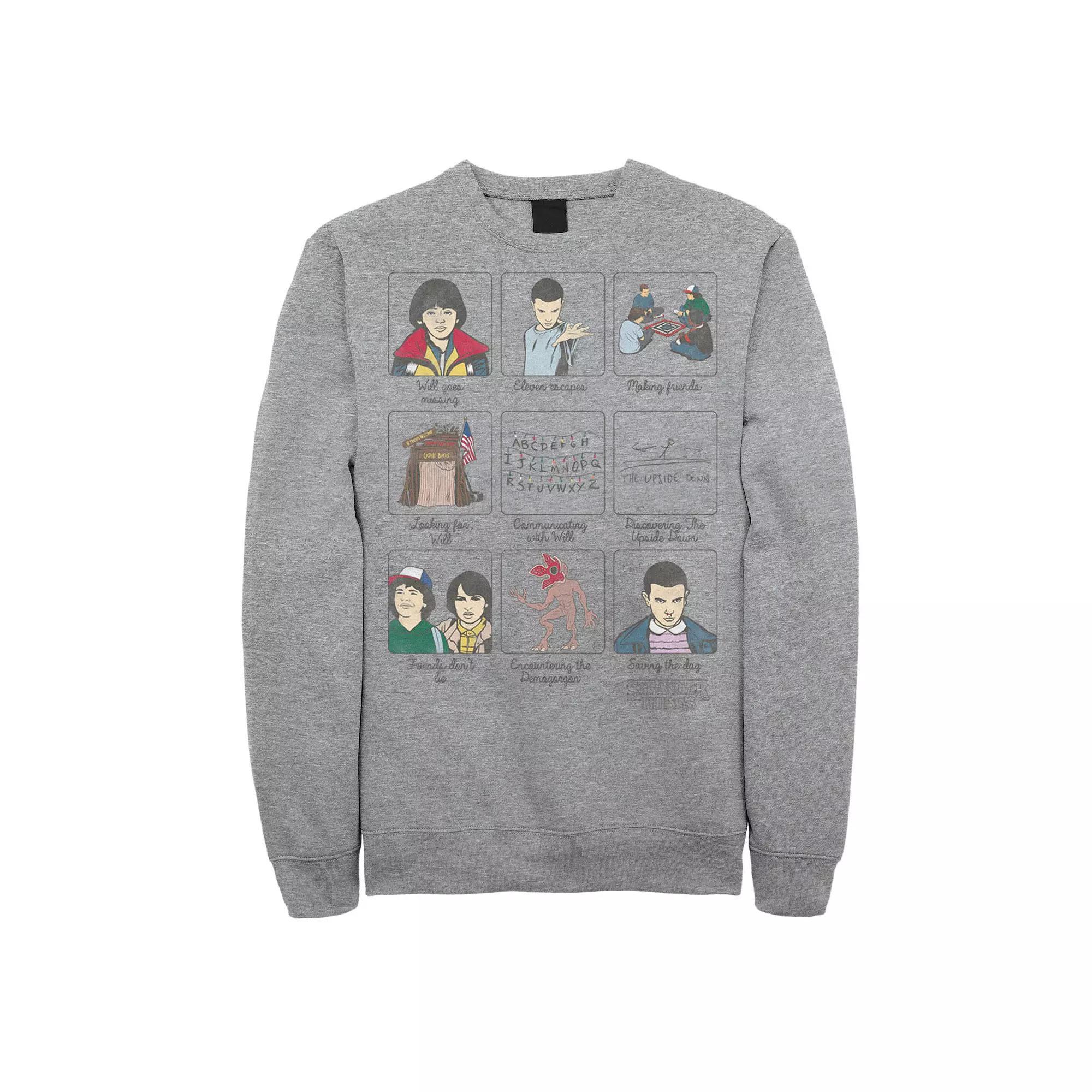 Men's Stranger Things Story Panels Sweatshirt, Size: Medium, Athletic Grey Product Image