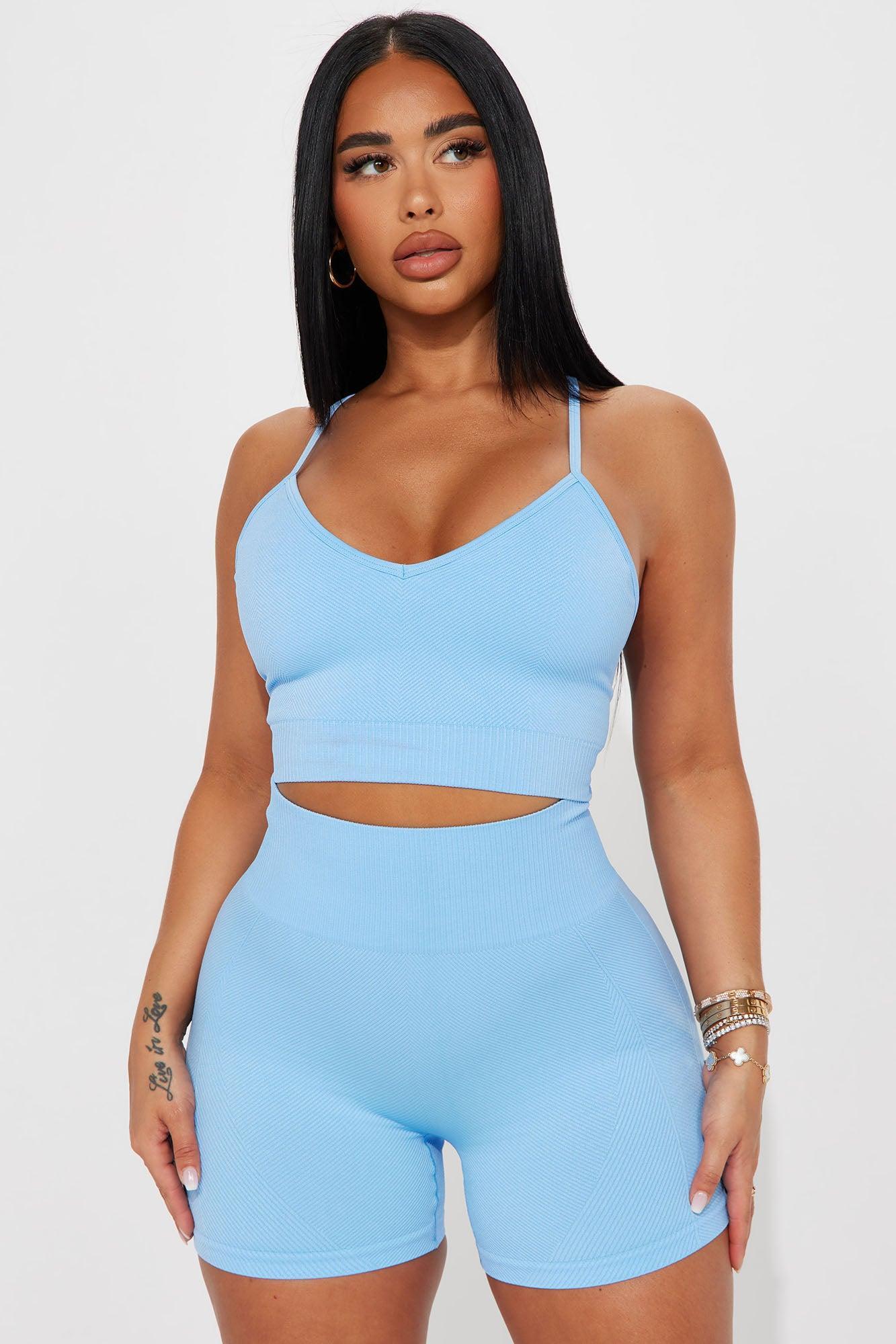 A Latte Day Seamless Short Set - Blue Product Image