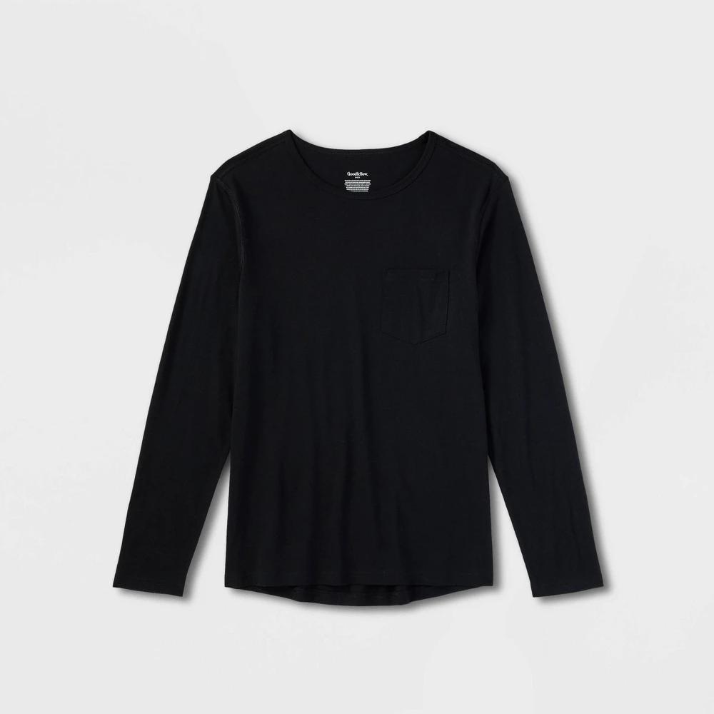 Mens Adaptive Every Wear Long Sleeve T-Shirt - Goodfellow & Co Black Product Image