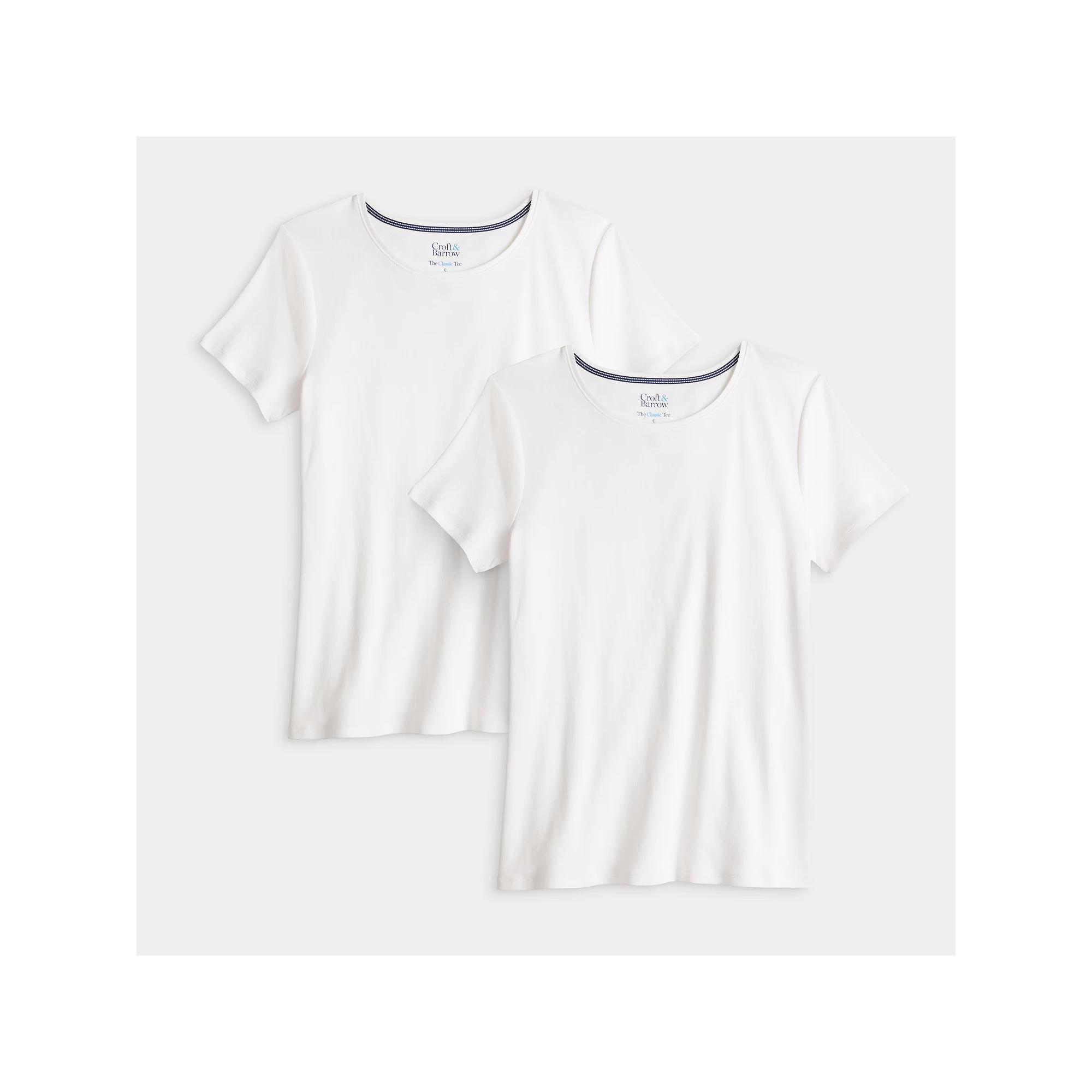 Petite Croft & Barrow® Crewneck Tee 2 Pack, Women's, Size: XXL Petite, White White Pack Product Image