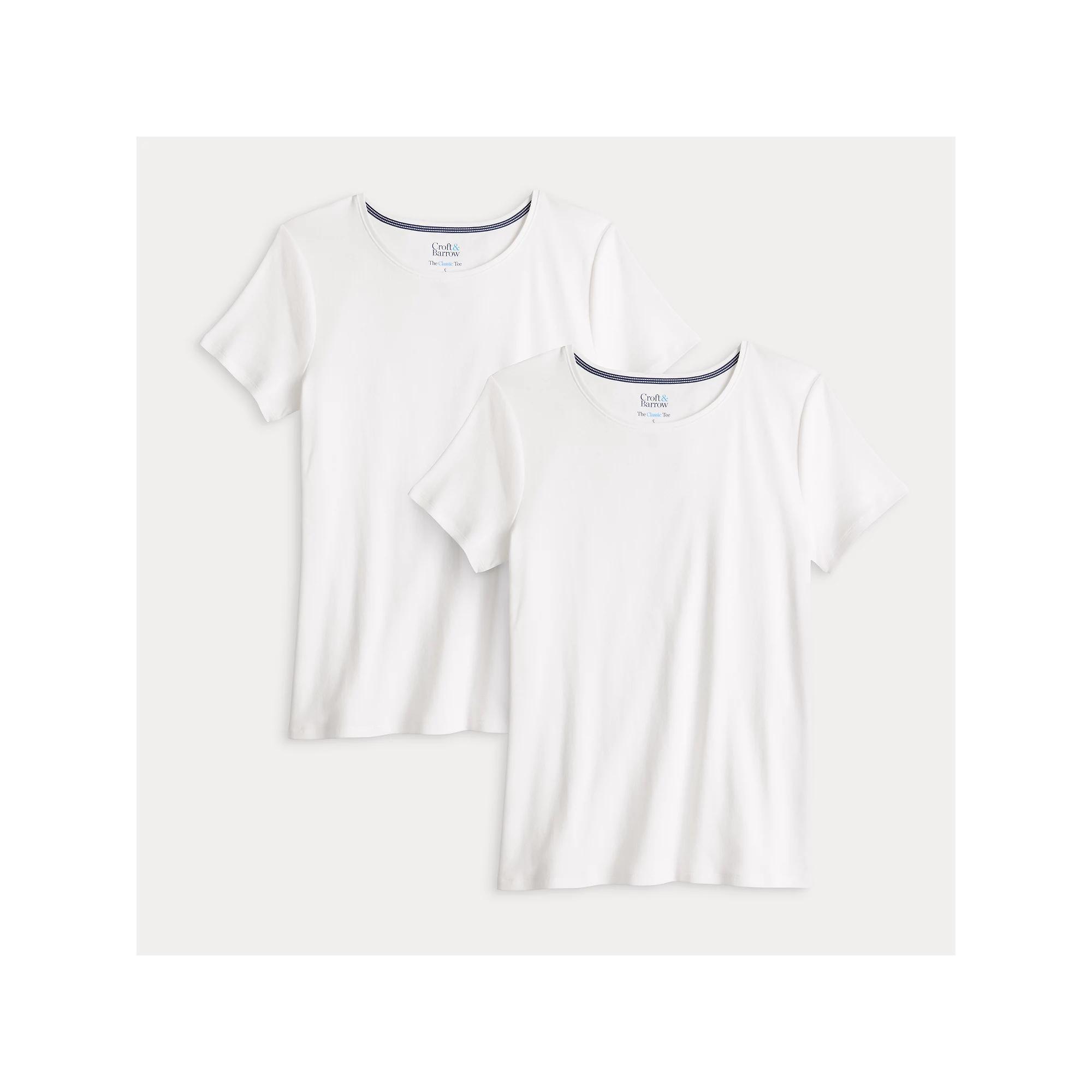 Petite Croft & Barrow® Crewneck Tee 2 Pack, Women's, Size: XXL Petite, White White Pack Product Image