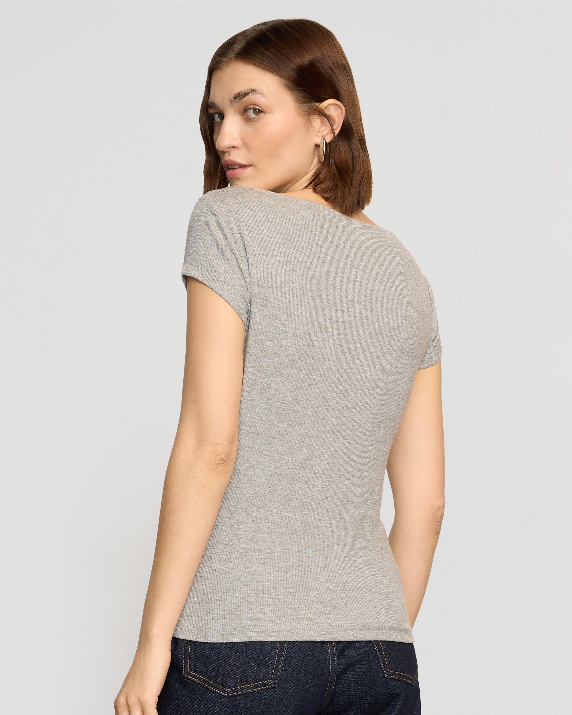 Zayna Ribbed Cap-Sleeve Tee Product Image