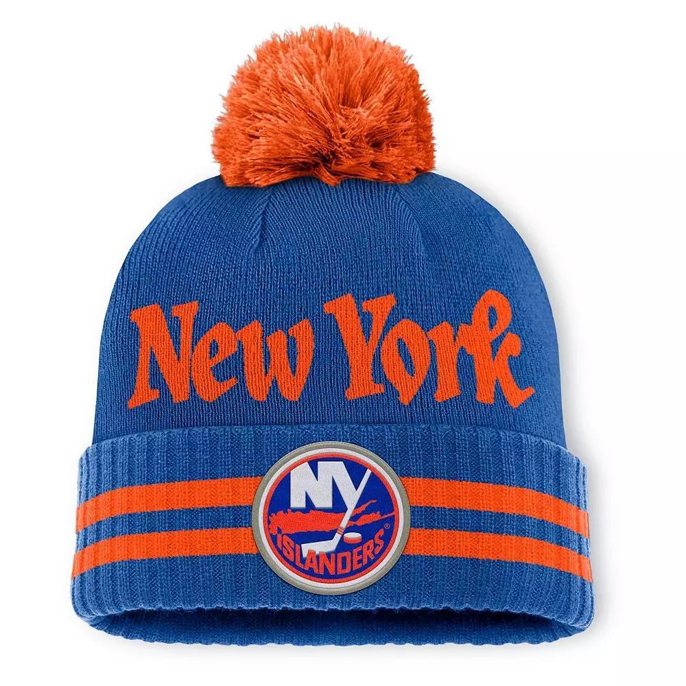 Men's Fanatics  Royal New York Islanders Heritage Blind Side Cuffed Knit Hat with Pom, Isl Blue Product Image