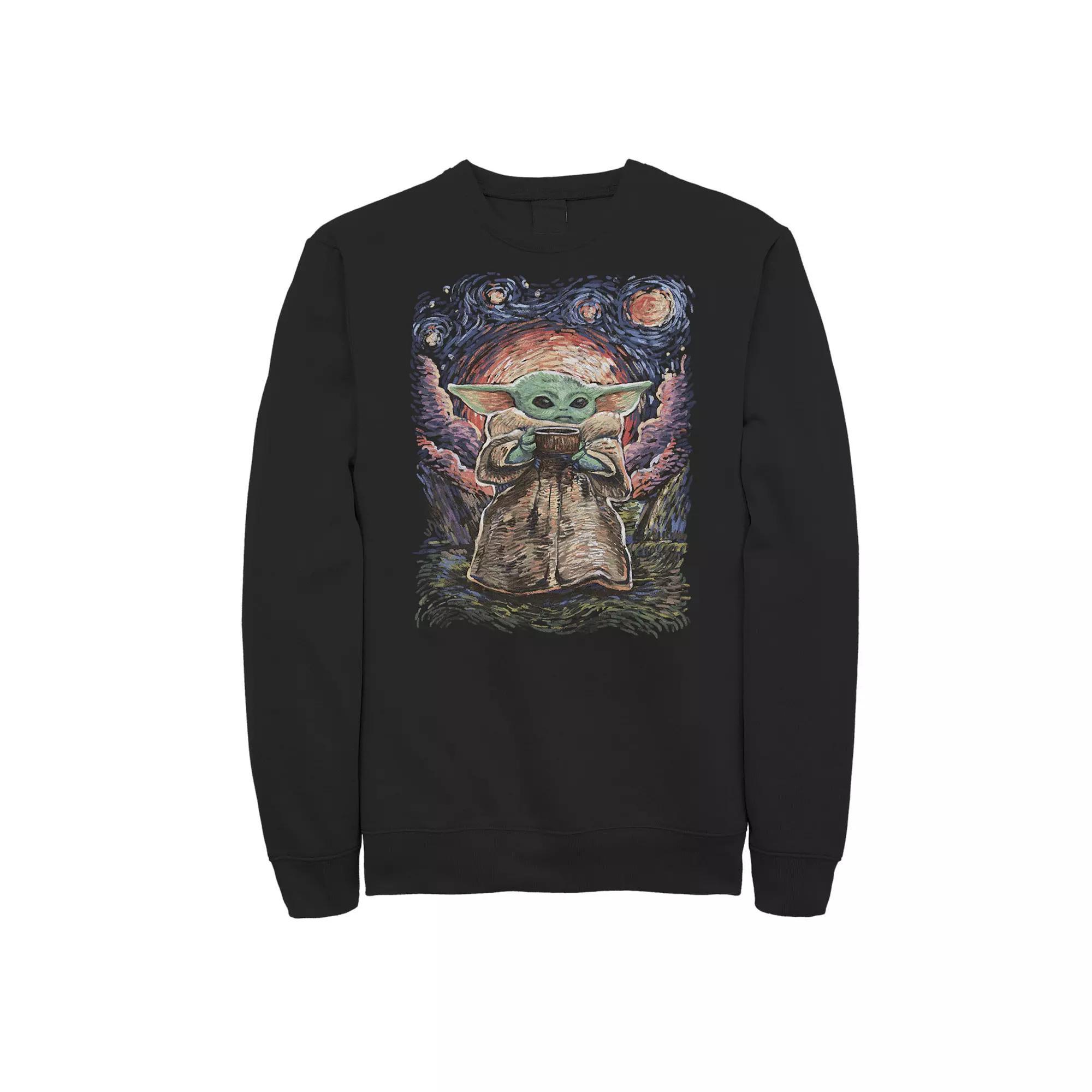 Big & Tall Star Wars The Child Starry Night Sweatshirt, Men's, Size: Large Tall, Black Product Image