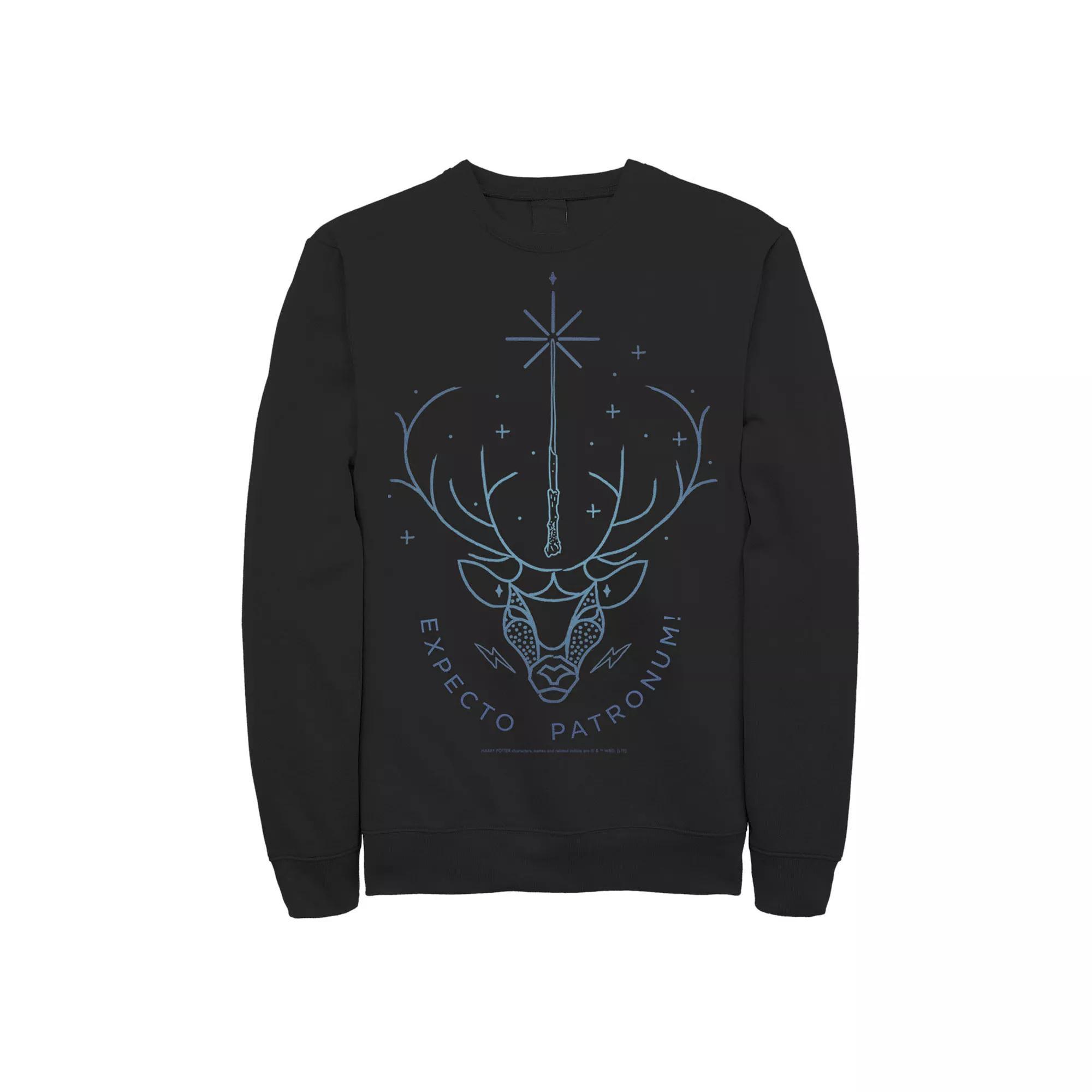 Men's Harry Potter Stag Fleece Pullover, Size: Medium, Black Product Image