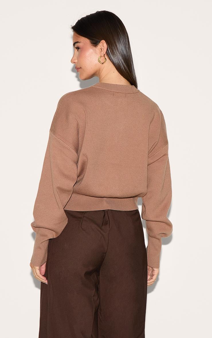 Taupe Compact Knit Button Through Cardigan Product Image