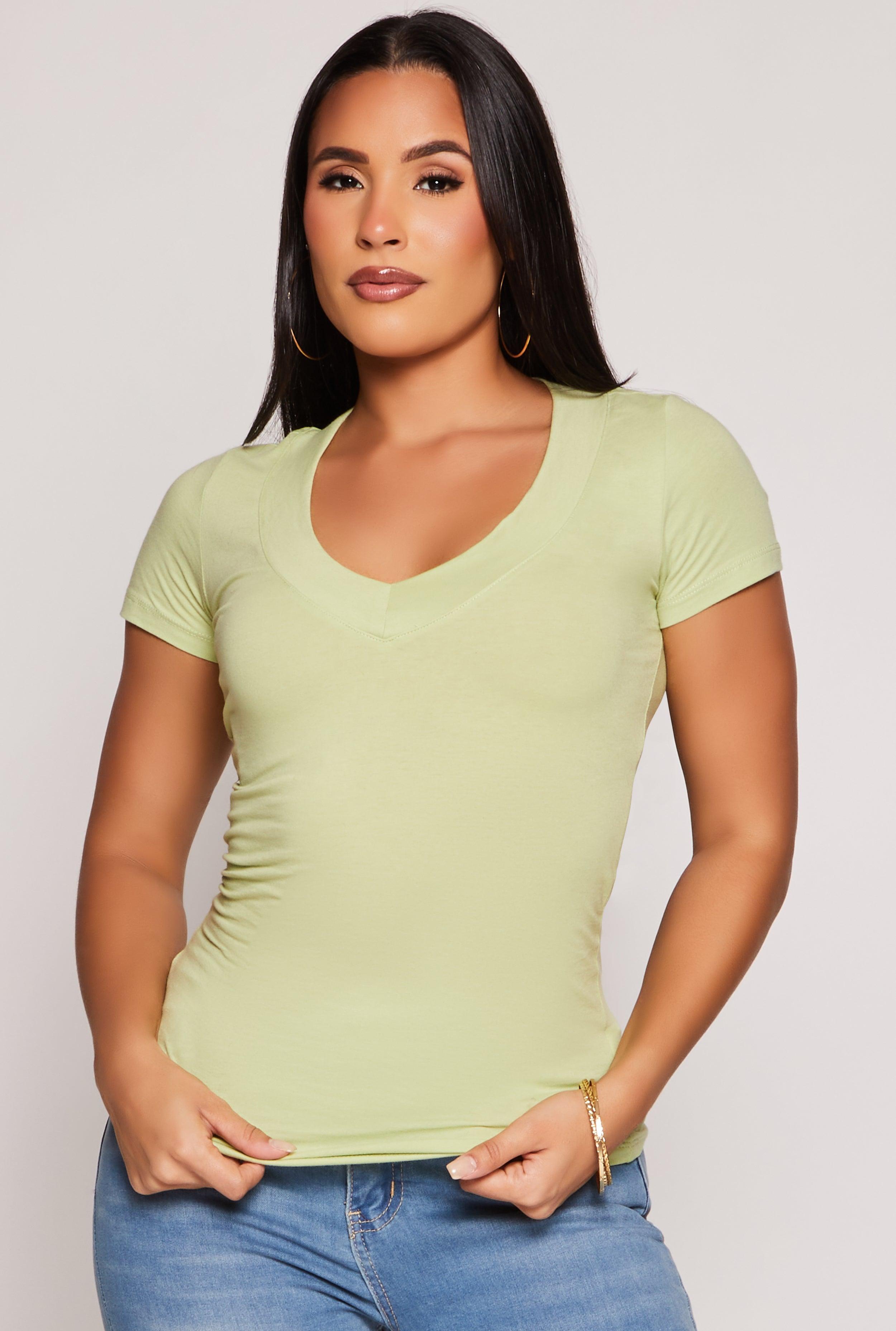 Womens Short Sleeve V Neck T Shirt Product Image