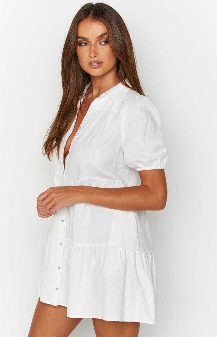 Frances White Linen Tiered Dress Product Image