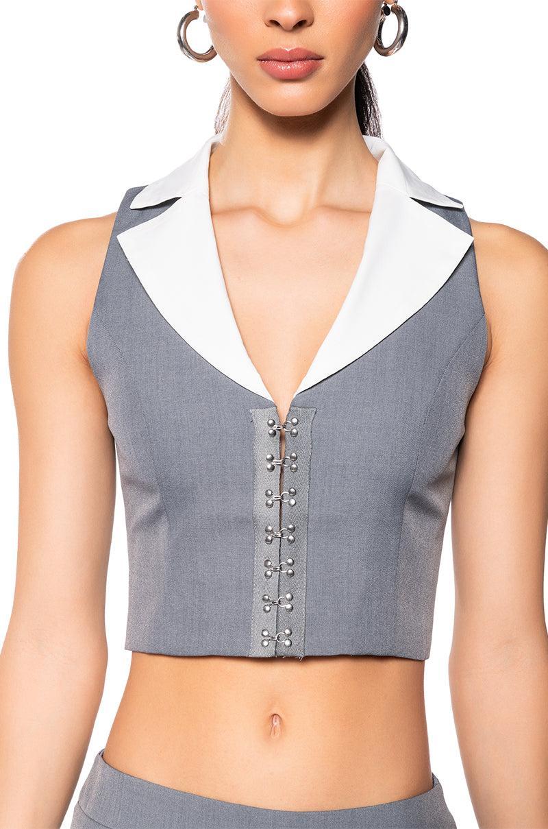 BRITNEY COLLARED VEST TOP Product Image