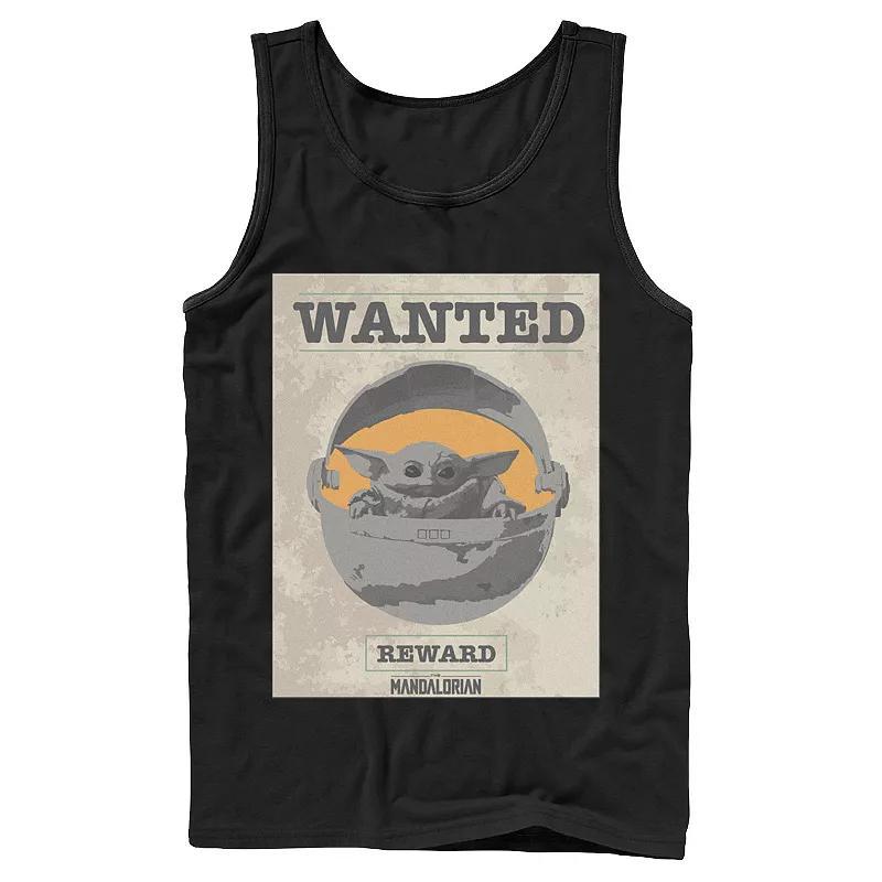 Men's Star Wars The Mandalorian The Child Wanted Poster Tank Top, Size: Medium, Black Product Image