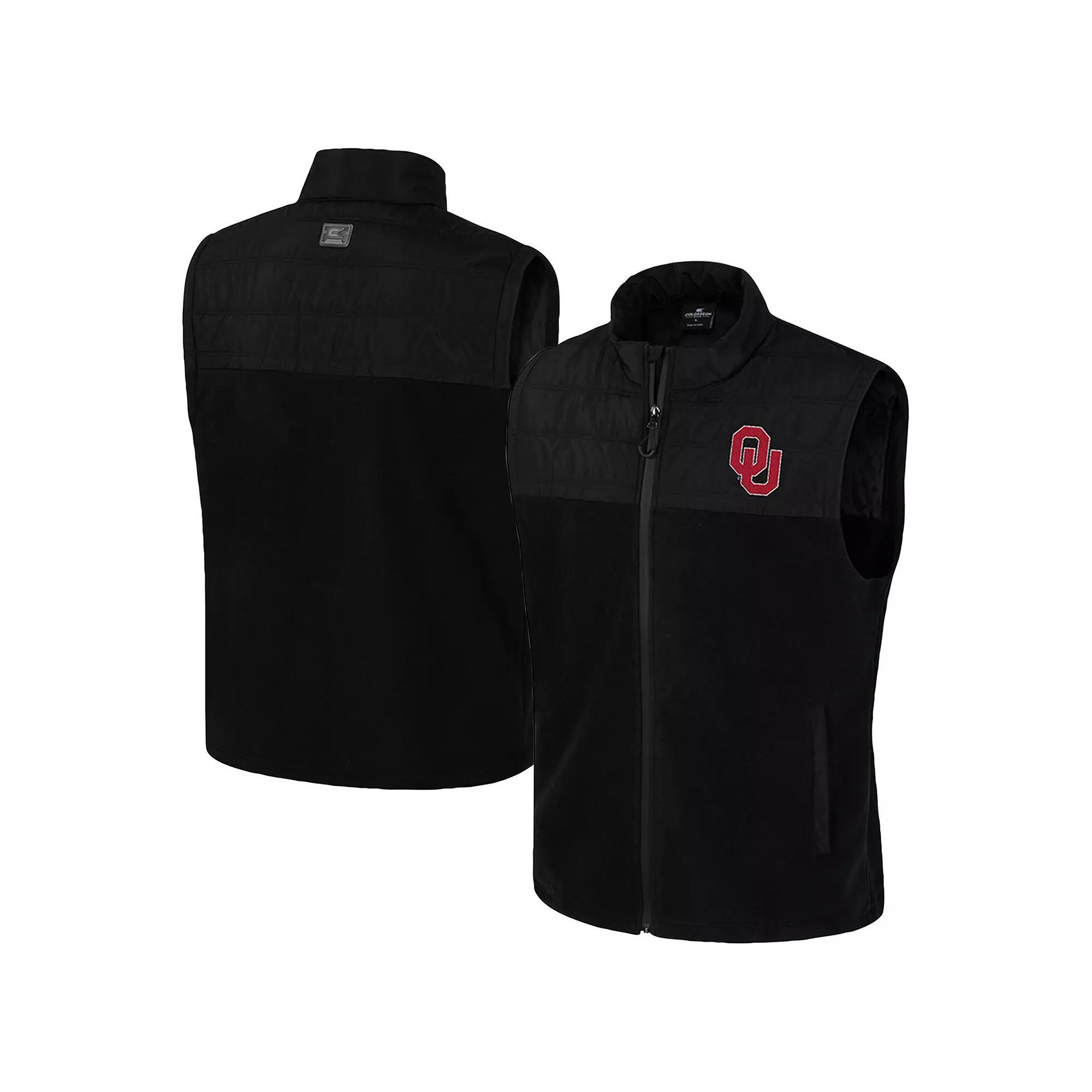Men's Colosseum  Black Oklahoma Sooners Block The Sun Full-Zip Vest, Size: Medium Product Image