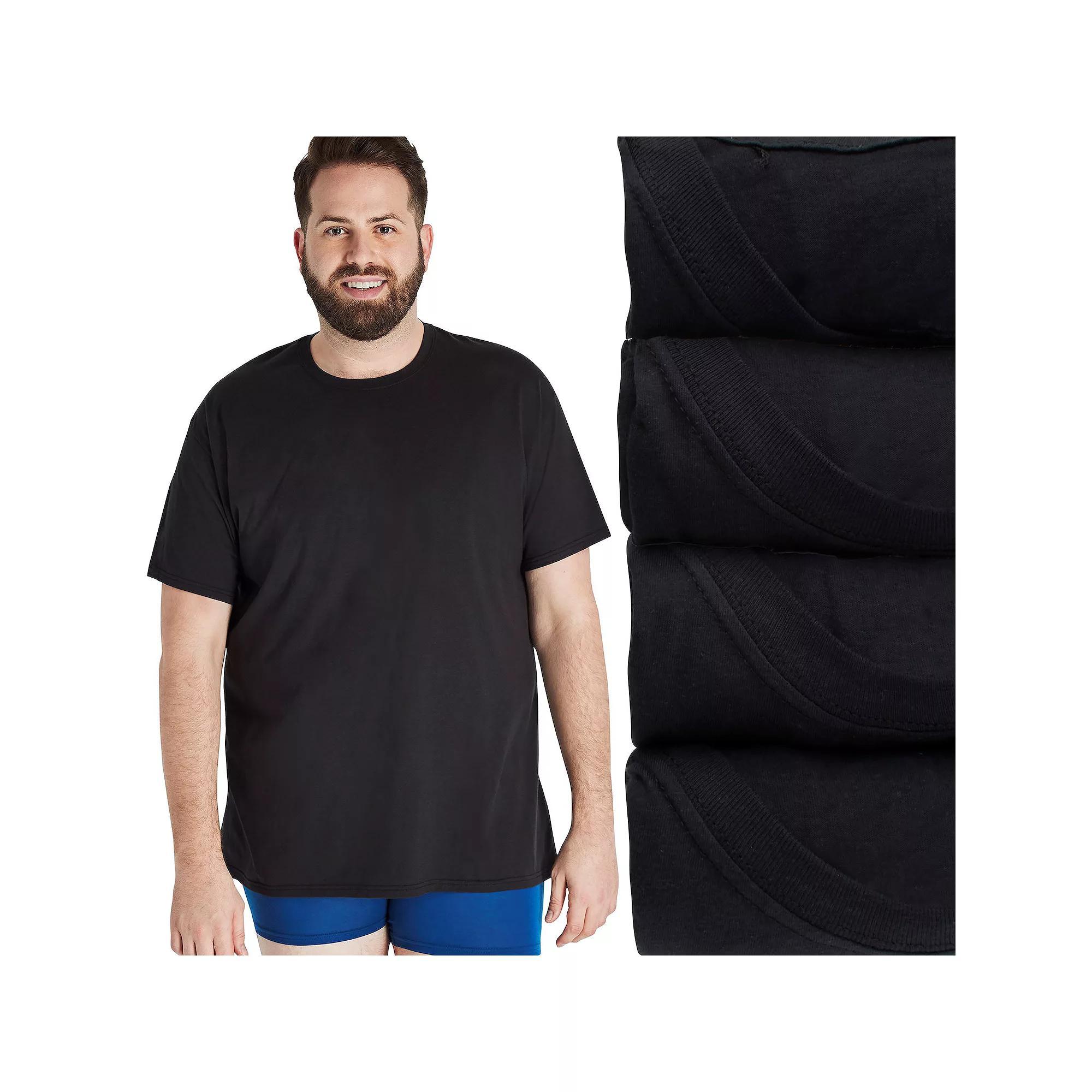 Big & Tall Hanes Ultimate 4-Pack Big Men's Crewneck Undershirt, Size: 3XB, Black Product Image