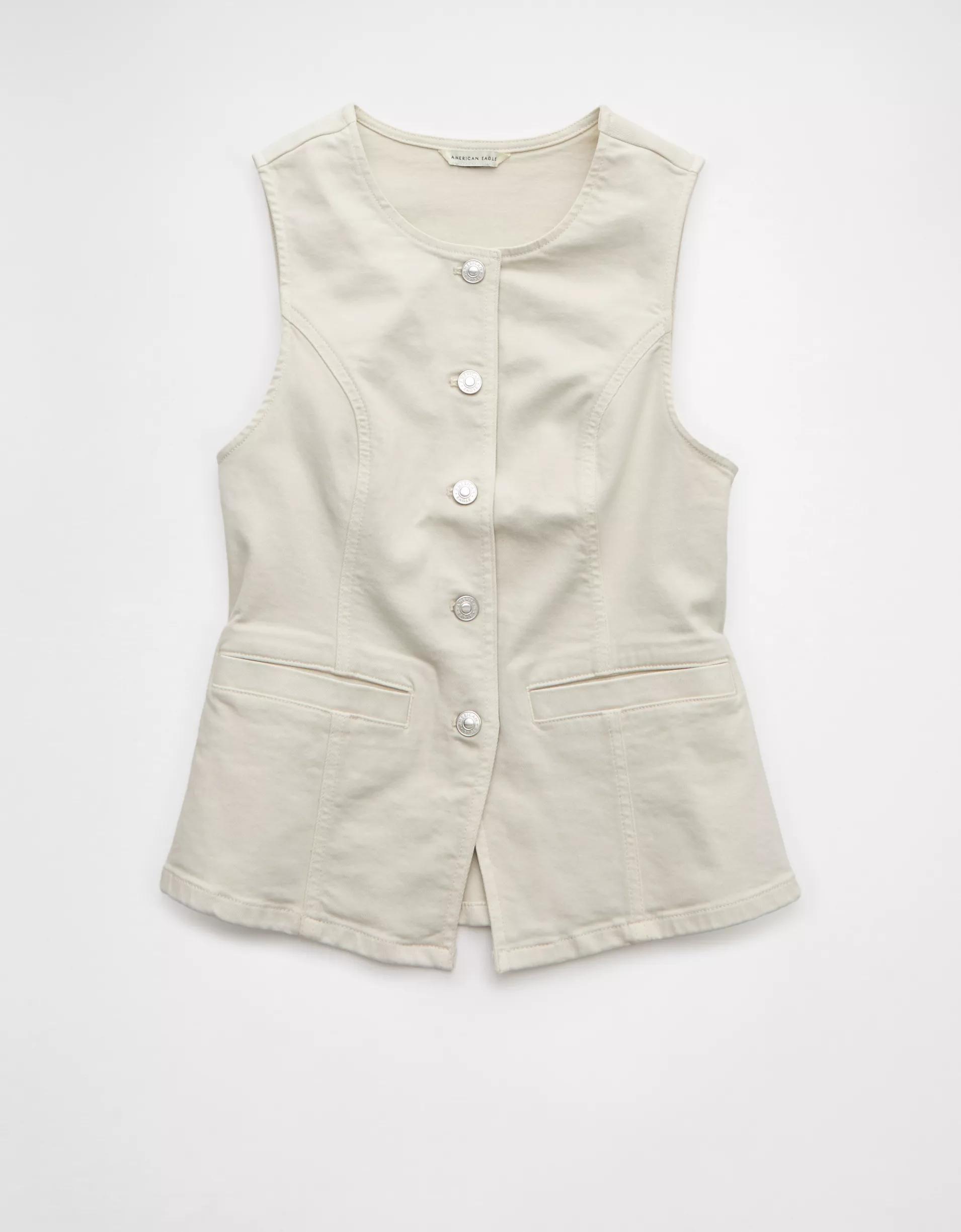 AE Crew Neck Button-Up Vest Product Image
