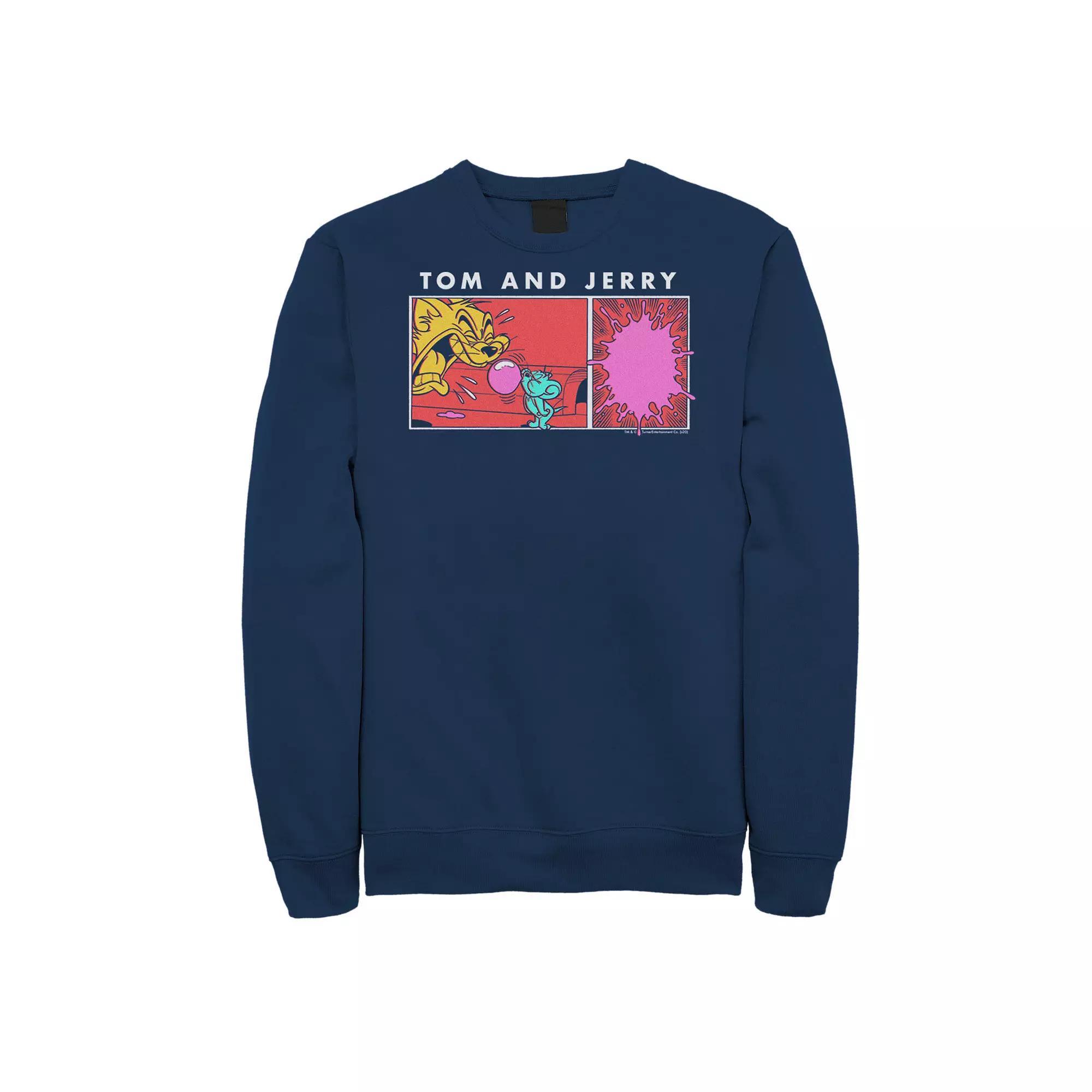 Big & Tall Tom and Jerry Bubble Gum Scene Portrait Panel Graphic Fleece, Men's,  Product Image