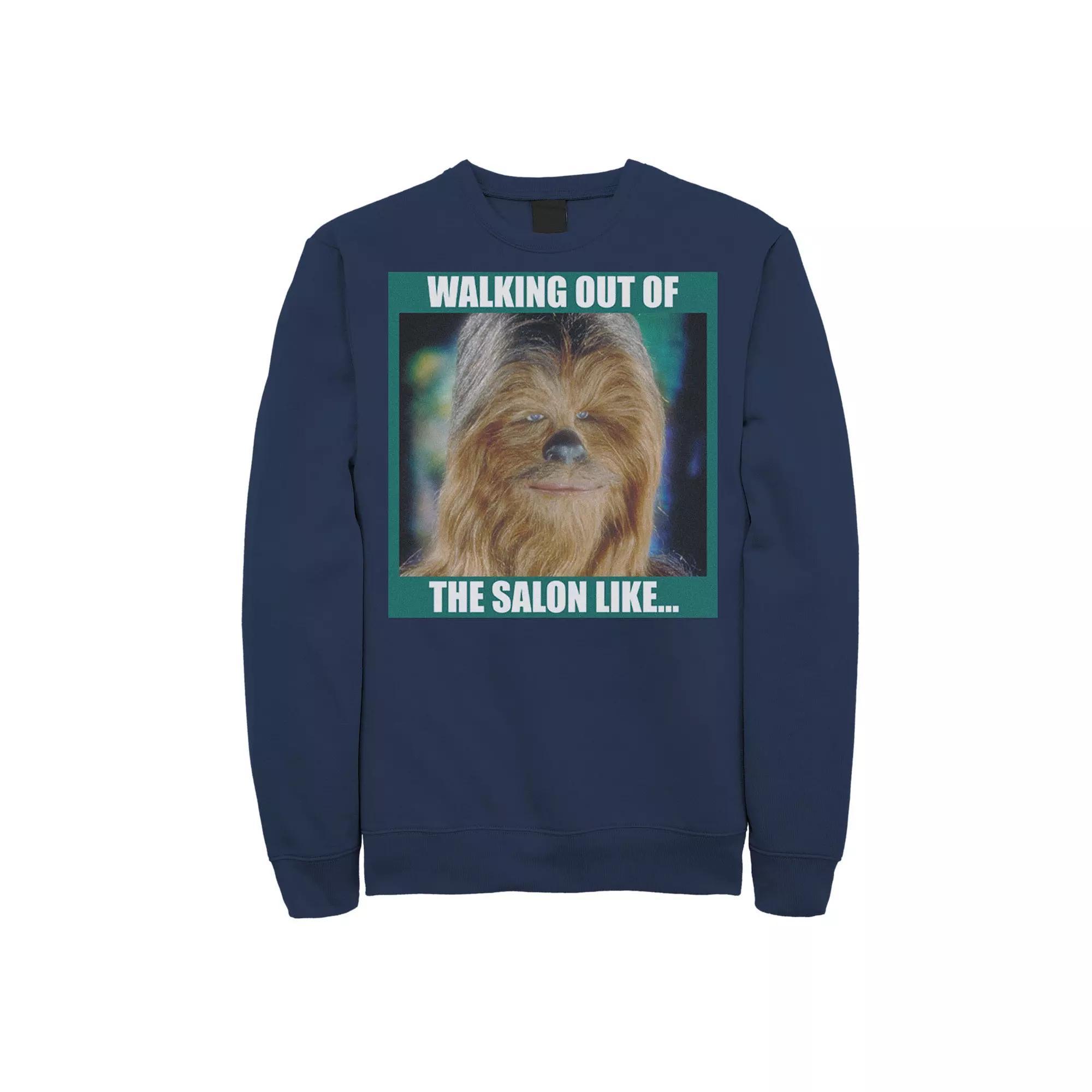 Men's Star Wars Chewbacca Walking Out Of The Salon Like Sweatshirt, Size: XXL, Blue Product Image