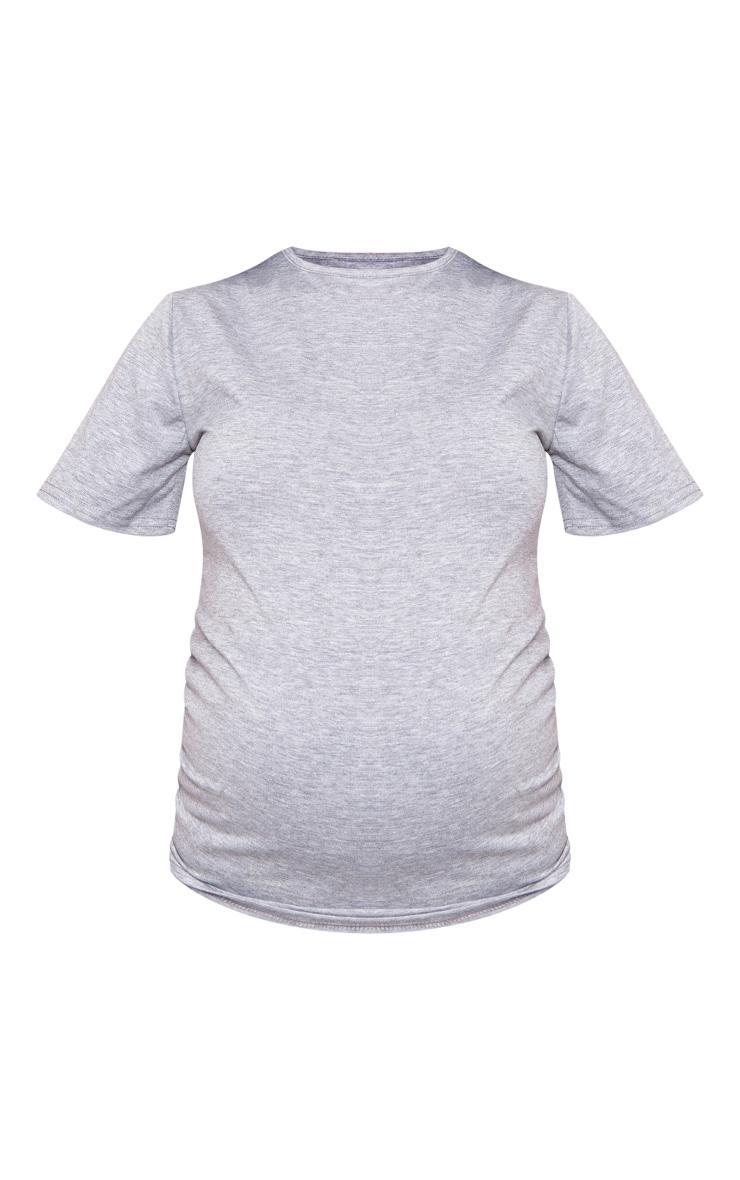 Maternity Grey Marl Maternity Short Sleeve Basic Crew Neck Fitted T Shirt Product Image