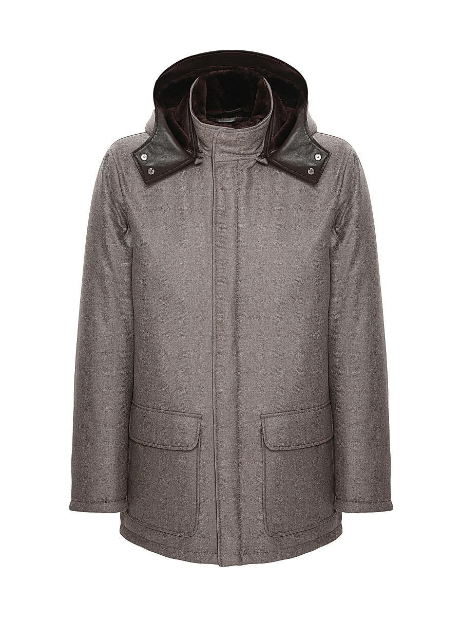 Mens Wool and Cashmere Blend Parka with Shearling Lining Product Image
