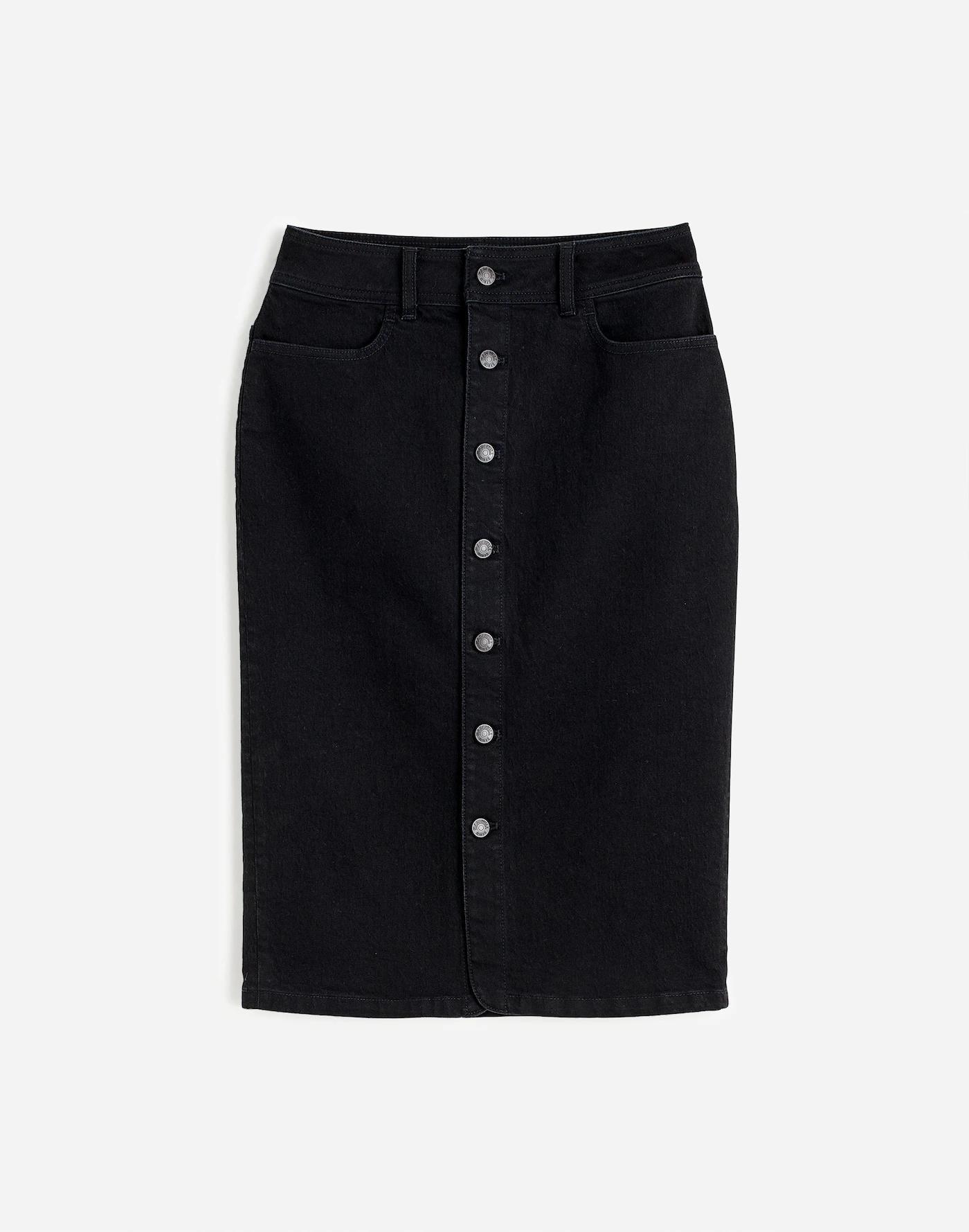 Denim Button-Front Midi Skirt Product Image