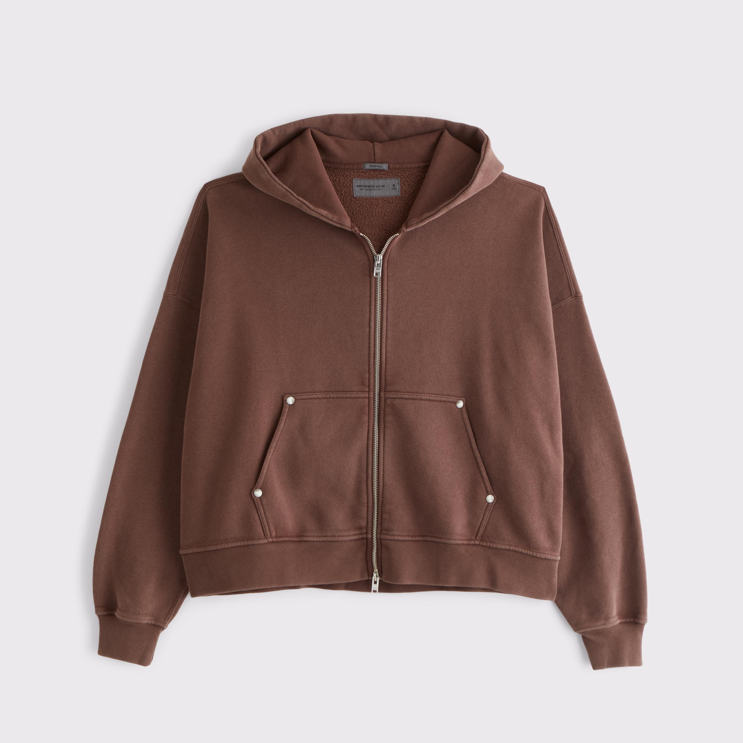 Cropped Essential Full-Zip Hoodie Product Image