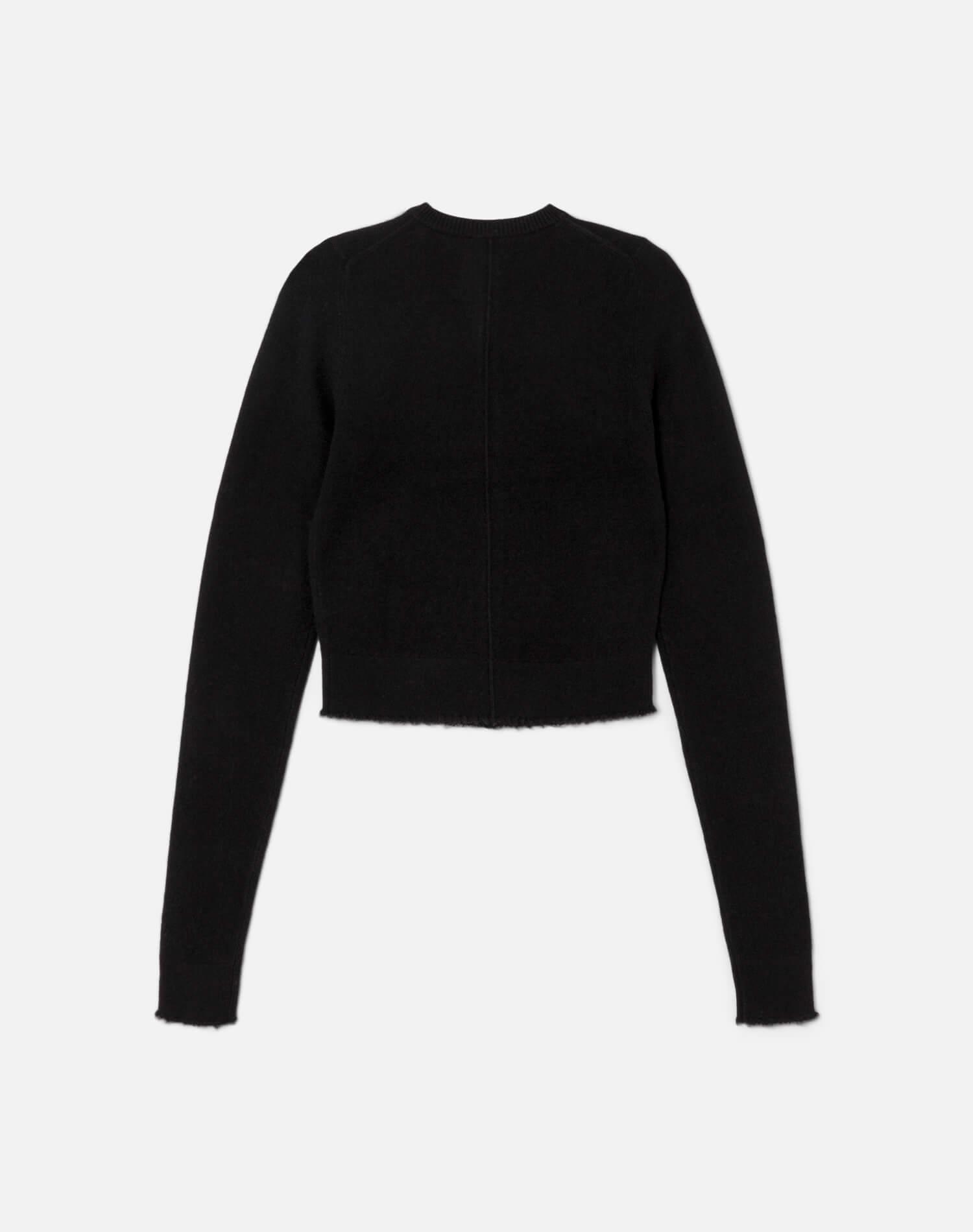 Cashmere Crewneck Cardigan - Black Product Image