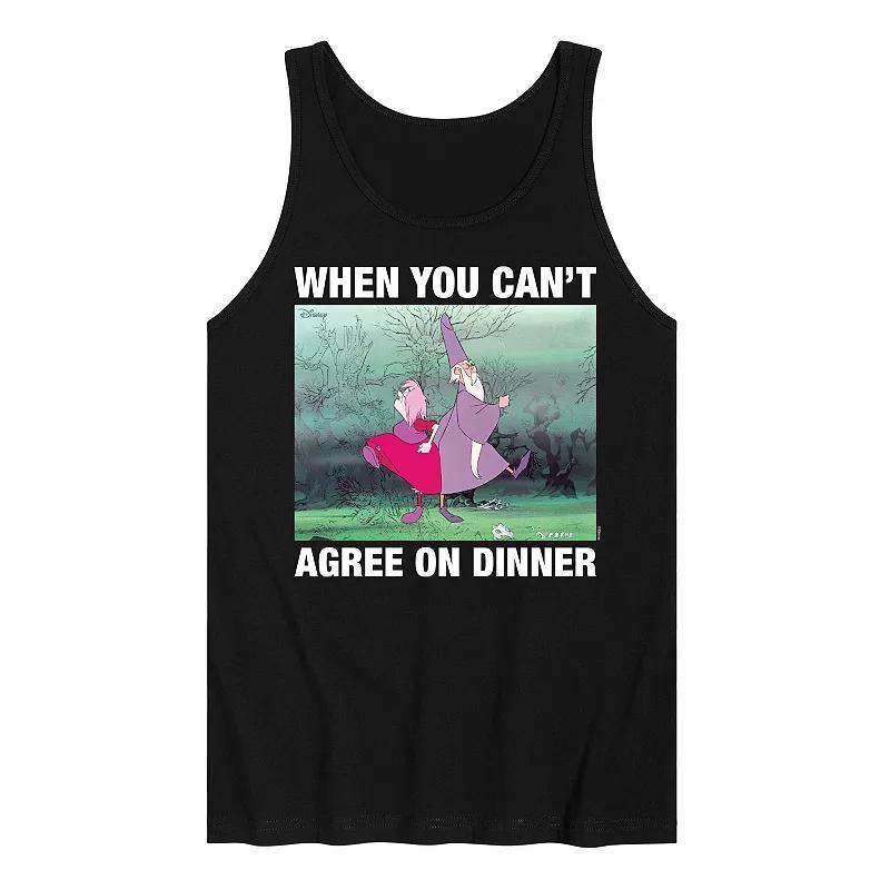 Disney's The Sword in the Stone Men's When You Can't Agree On Dinner Meme Graphic Tank Top, Size: Small, Black Product Image