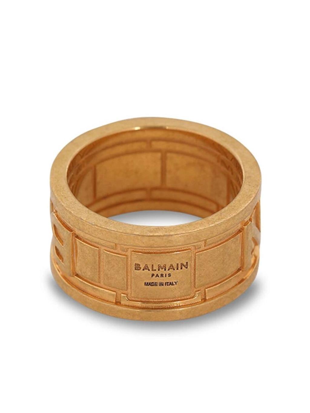 BALMAIN Logo-debossed Hammered Ring In Or Product Image