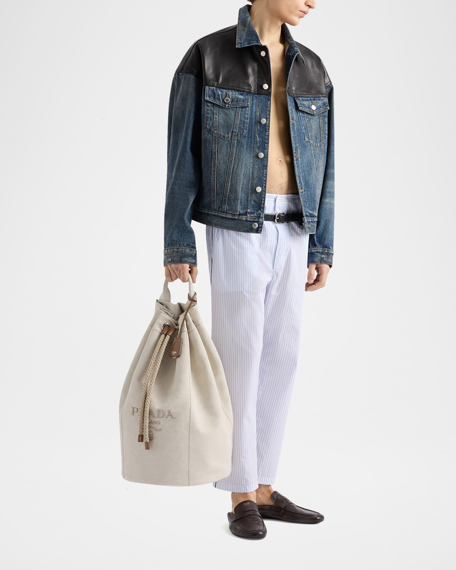 Men's Denim and Leather Jacket Product Image