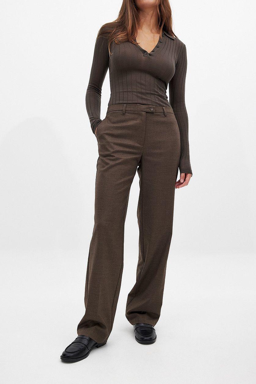 Tailored Mid Waist Trousers Grey Product Image