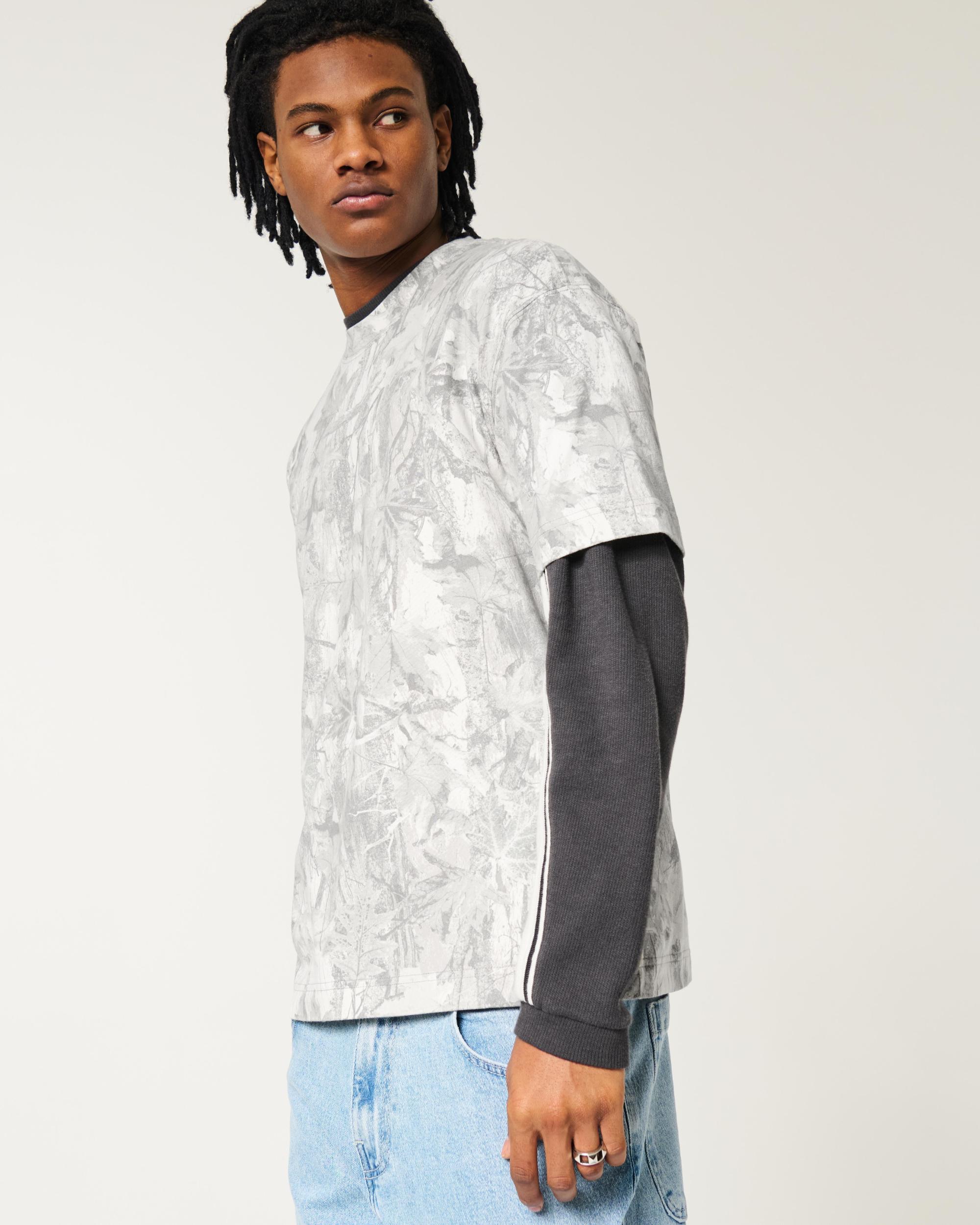 Boxy Heavyweight Camo Crew T-Shirt Product Image