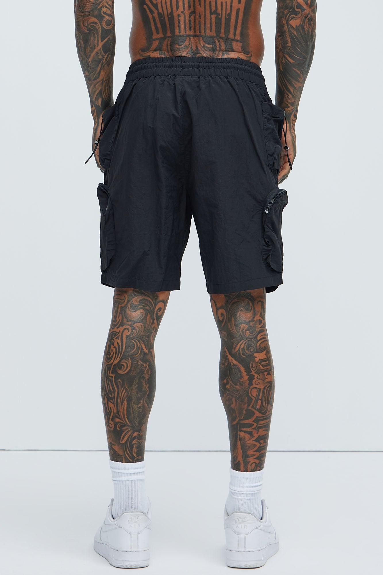 All This And That Nylon Cargo Shorts - Black Product Image