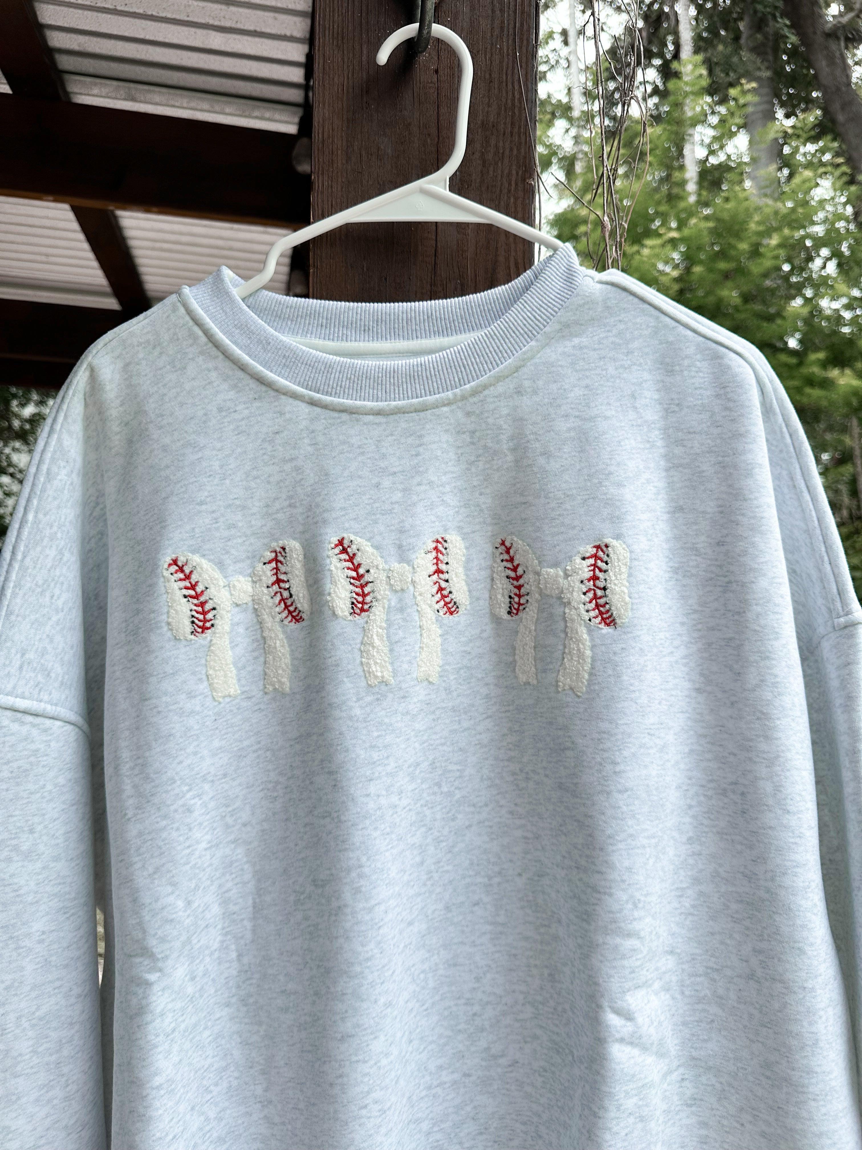 Baseball Bows Embroider Sweatshirt Product Image