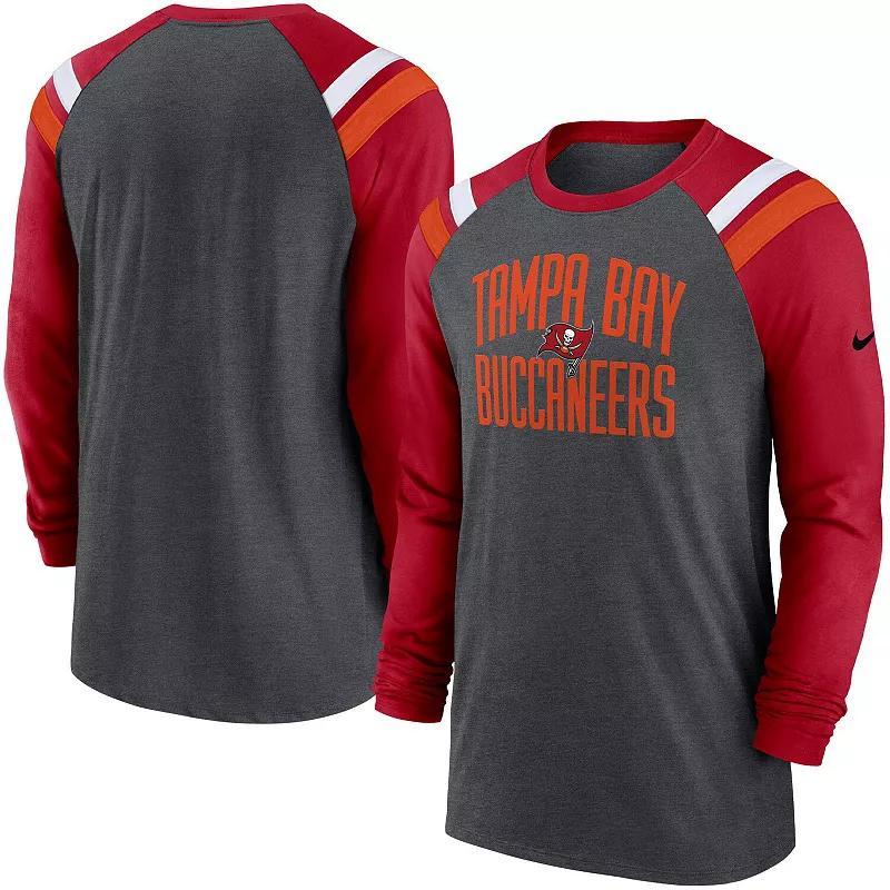 Men's Nike Heathered Charcoal/Brown Cleveland Browns Tri-Blend Raglan Athletic Long Sleeve Fashion T-Shirt, Size: XL Product Image